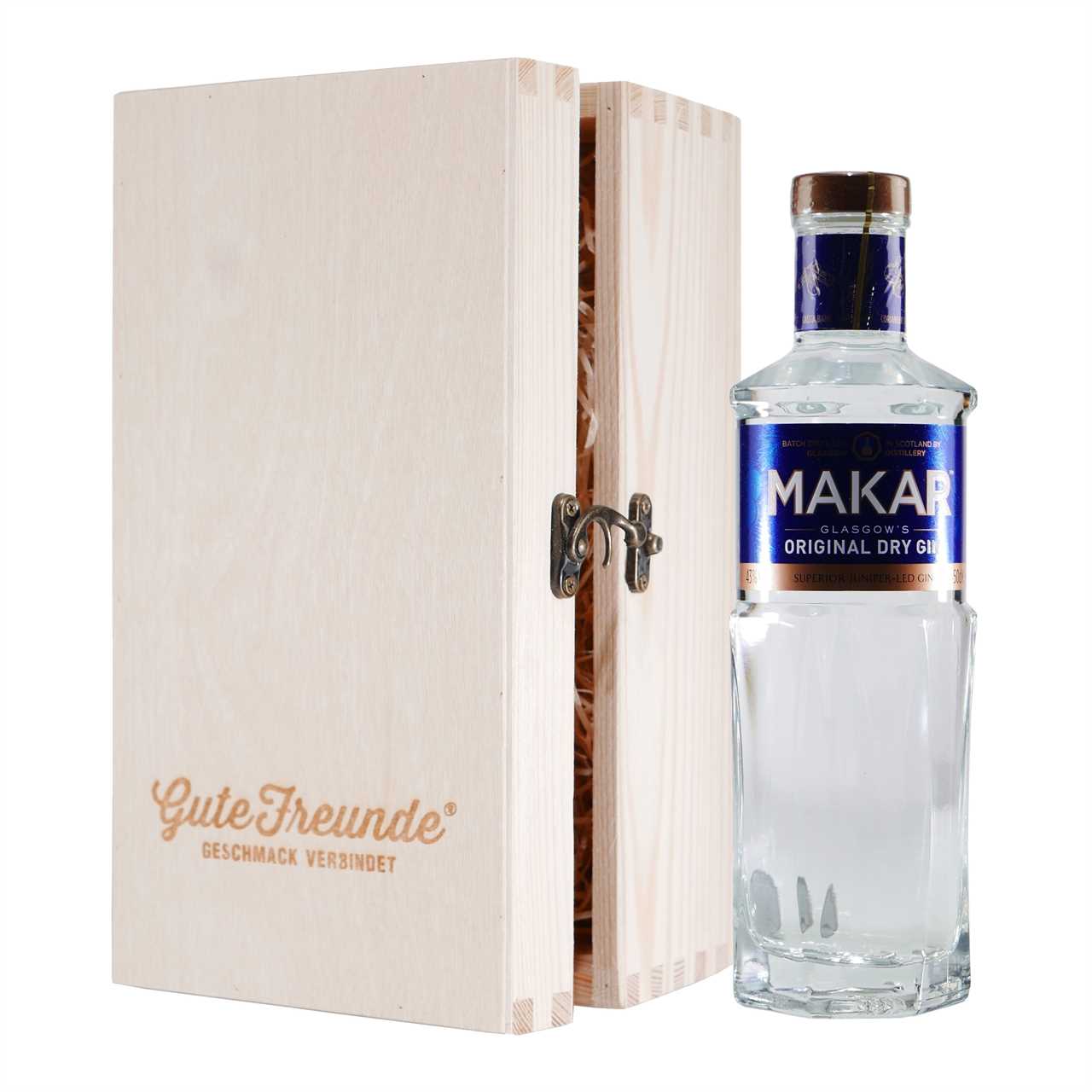 Makar Glasgow Dry Gin mit Geschenk-Holzkiste