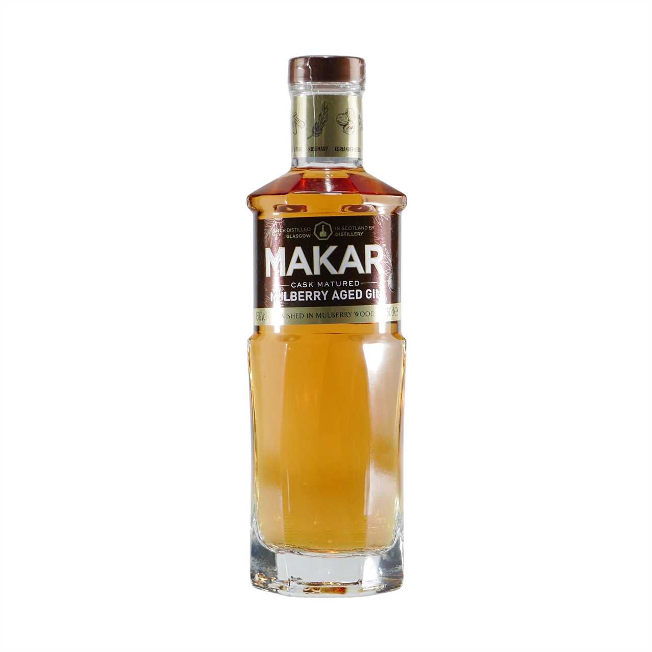 Makar Mulberry Aged Gin mit Geschenk-Holzkiste