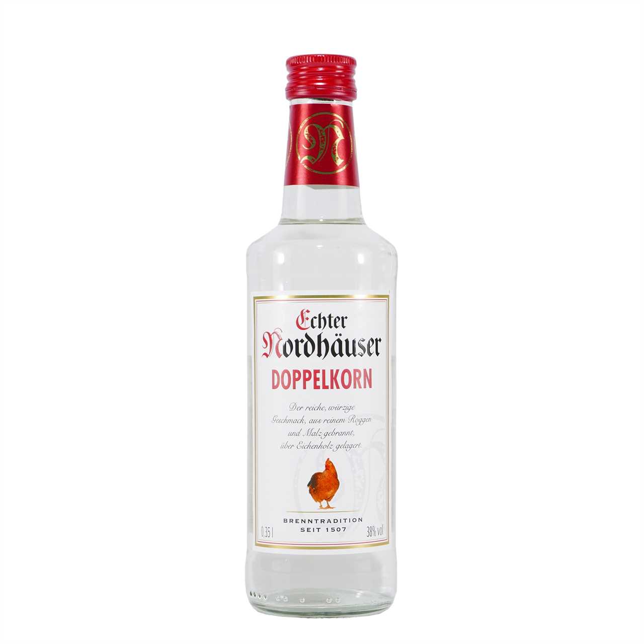 Echter Nordhäuser Doppelkorn (0,35L) mit Geschenk-Holzkiste