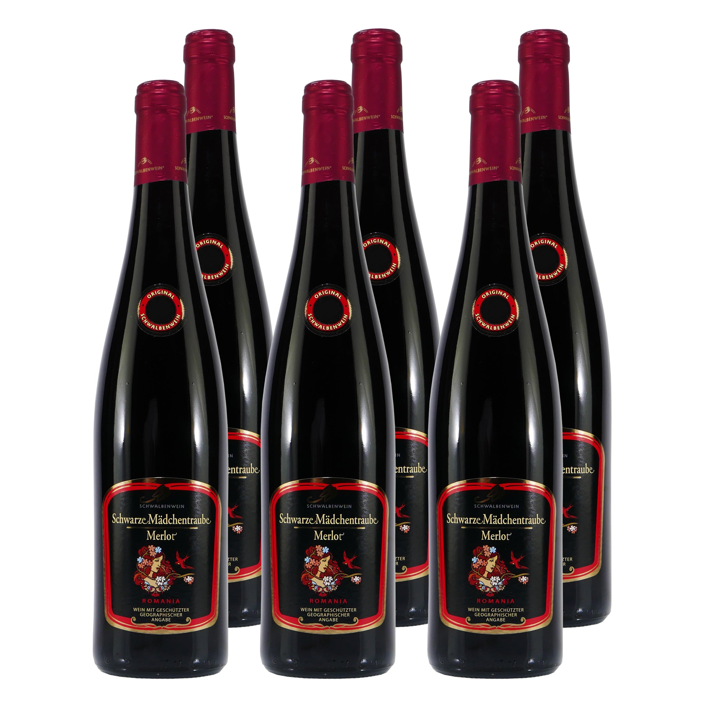 0,75L) Mädchentraube x -lieblich- Rotwein (6 Merlot Schwarze