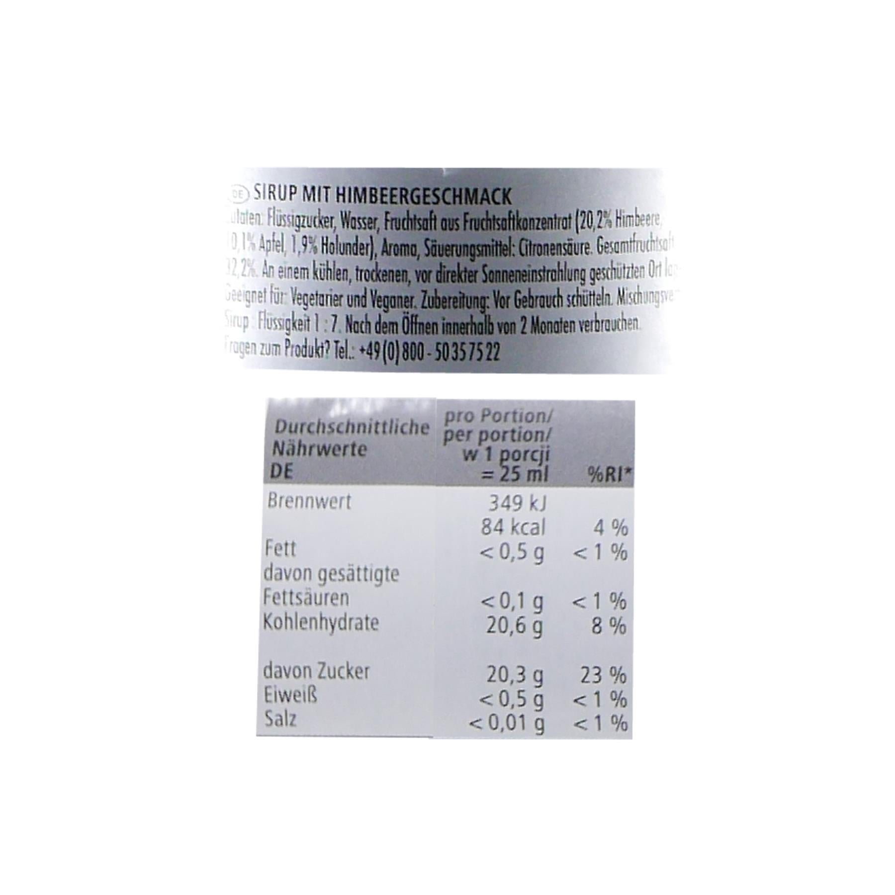 Rioba Rapsberry (Himbeer) Bar-Syrup -Getränkesirup