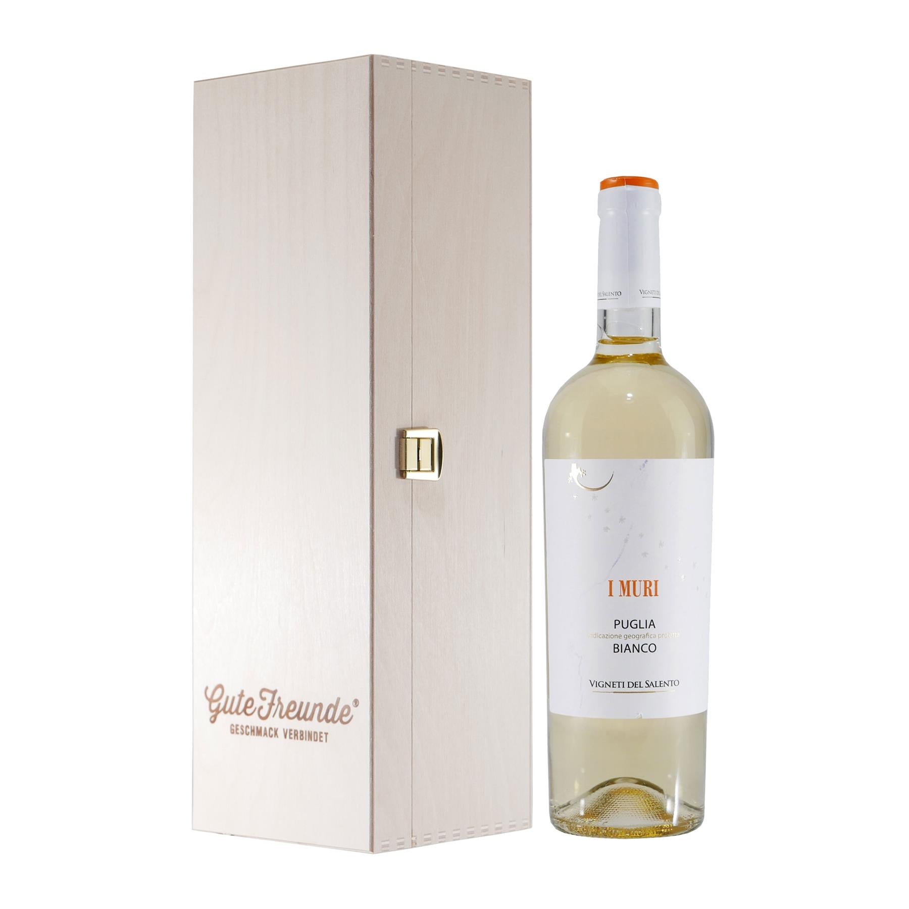 I Muri Bianco Puglia IGP -Weißwein mit Geschenk-Holzkiste
