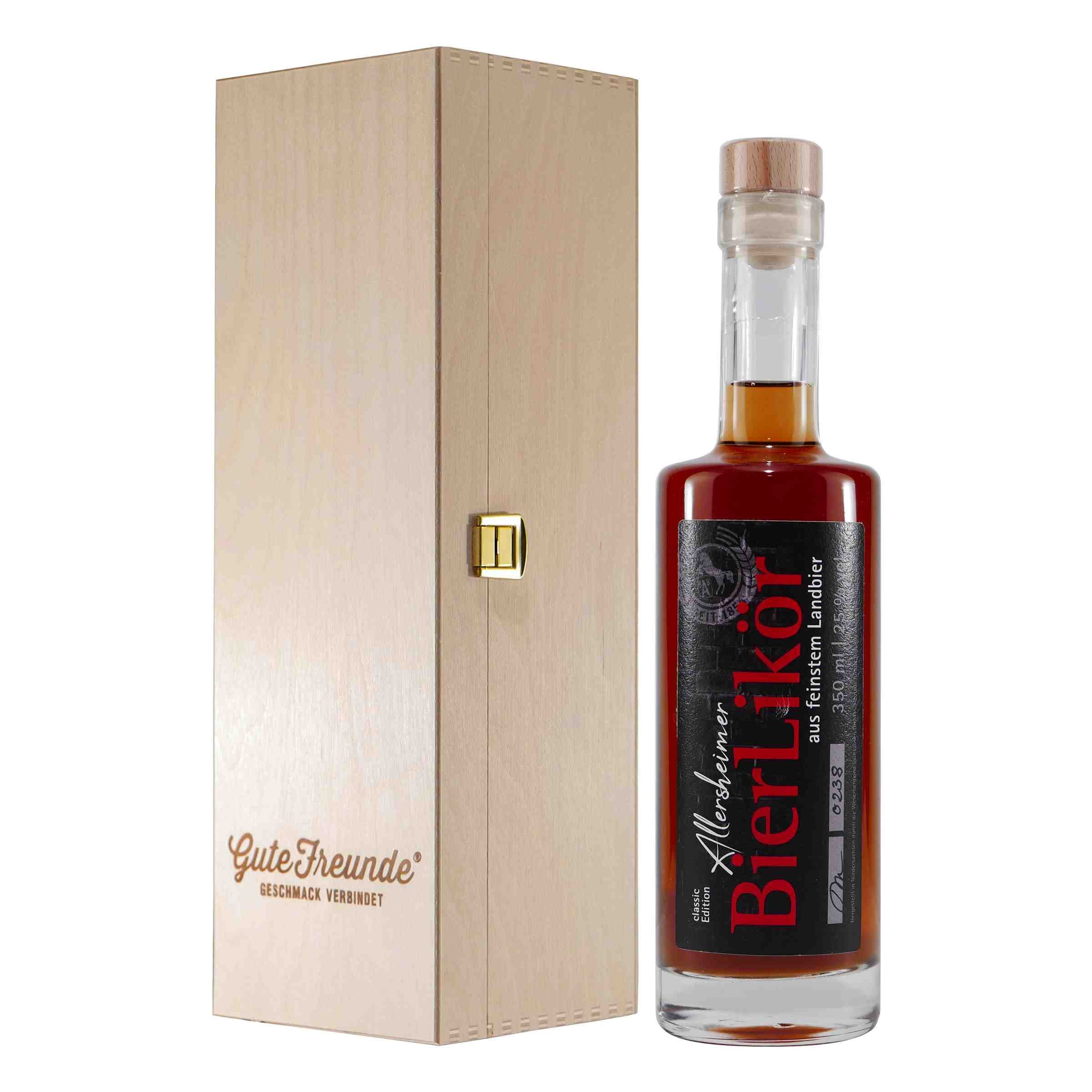 Allersheimer Landbier-Likör mit Geschenk-Holzkiste