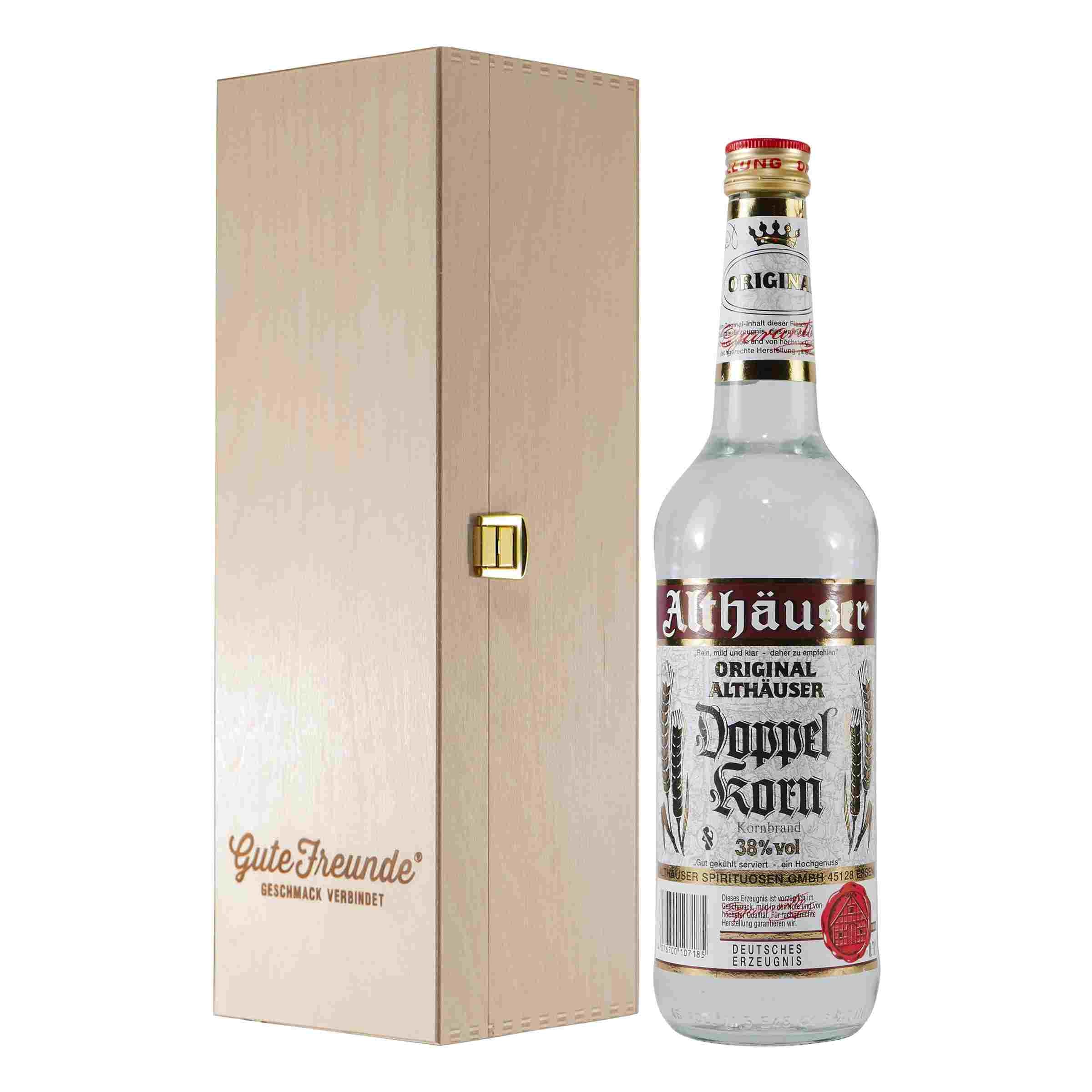 Althäuser Doppelkorn mit Geschenk-Holzkiste