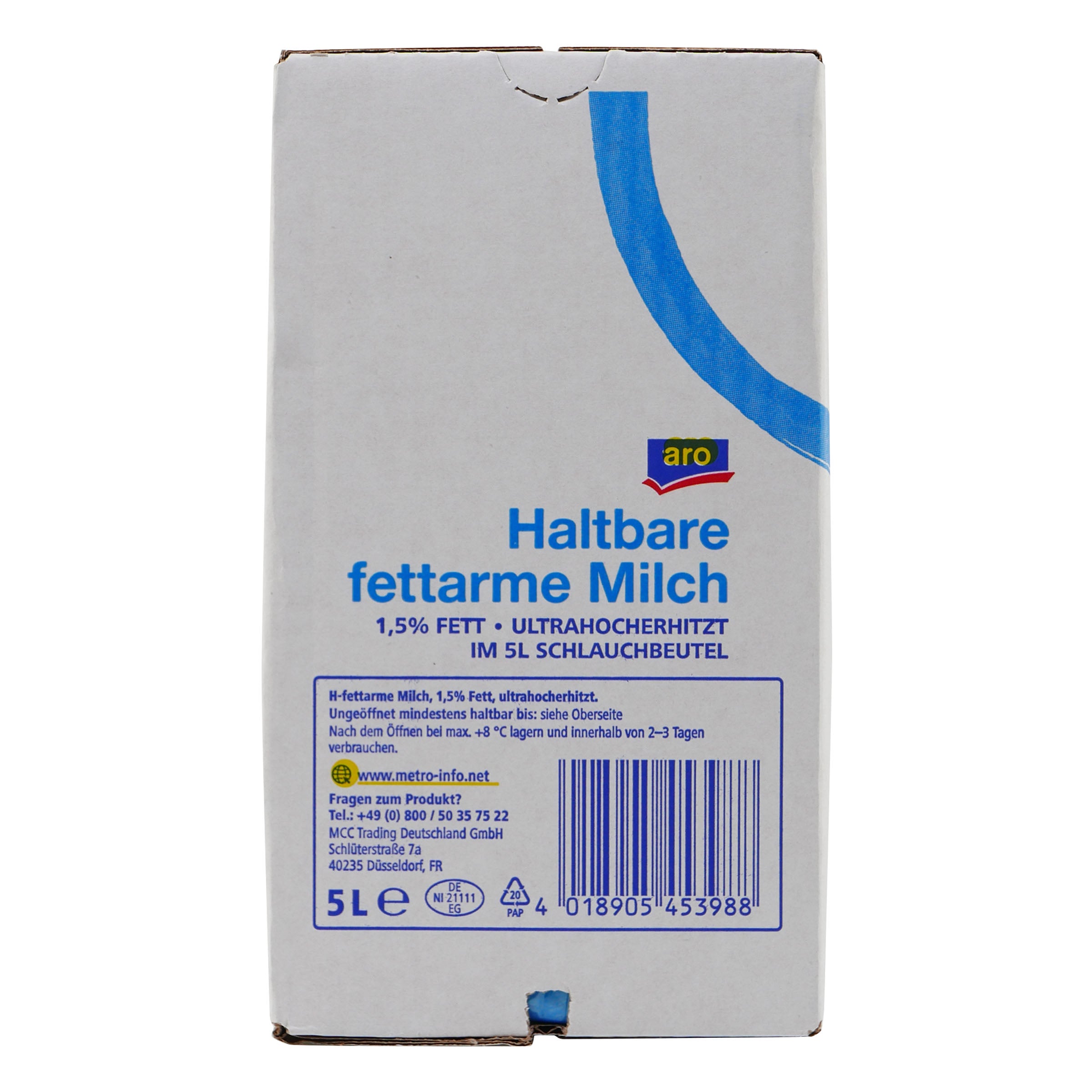 aro Haltbare fettarme Milch 1,5% Fett BIB 5L