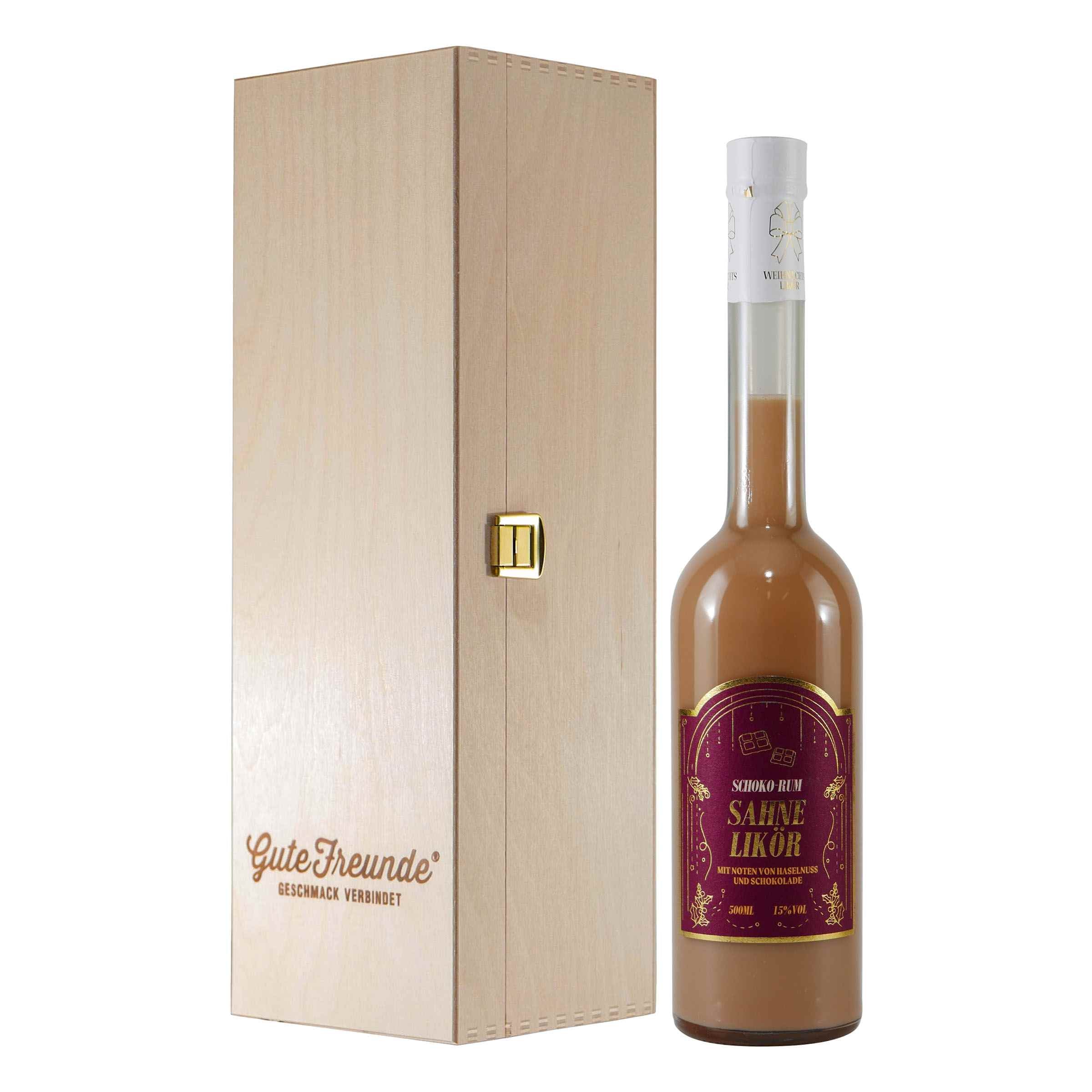Bimmerle Schoko-Rum Sahnelikör mit Geschenk-Holzkiste