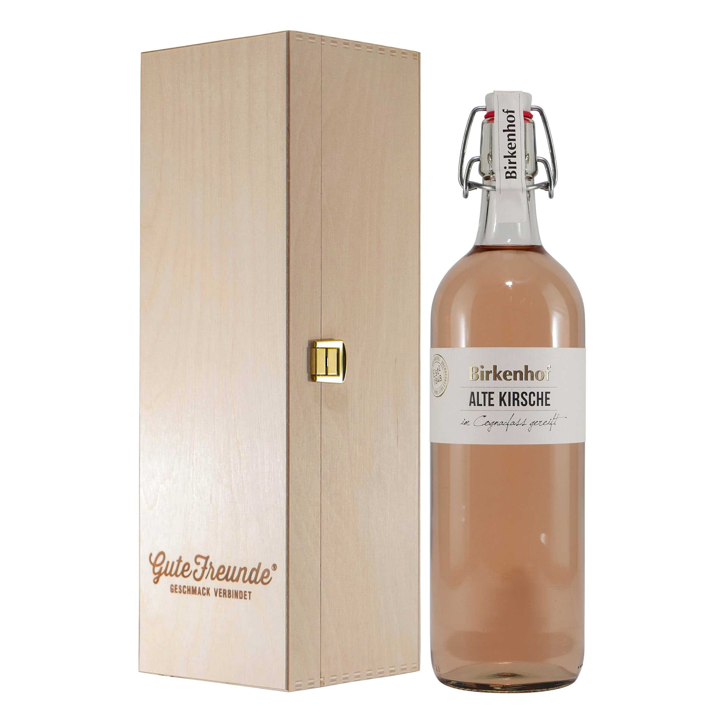 Birkenhof Alte Kirsche Obstbrand mit Geschenk-Holzkiste