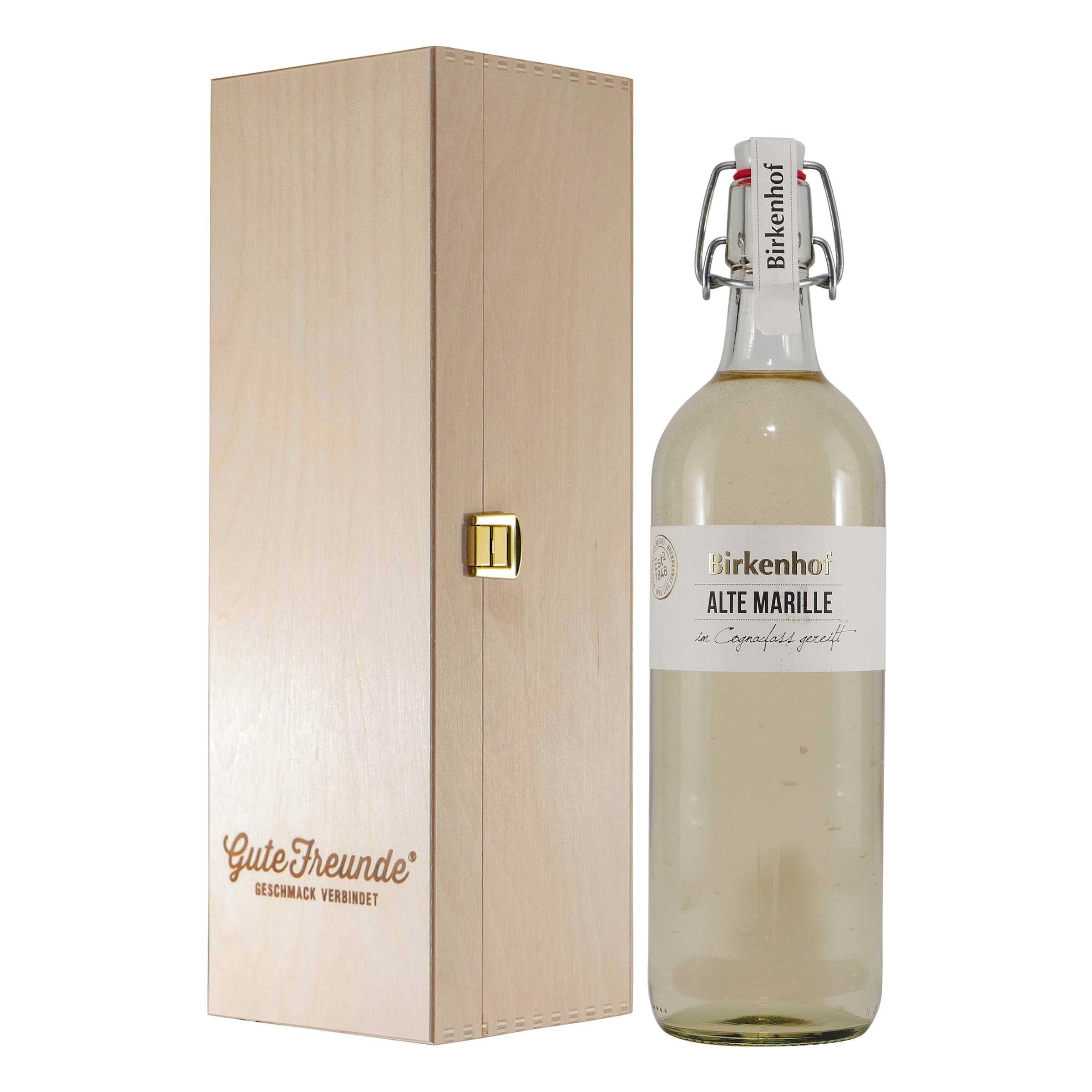 Birkenhof Alte Marille Obstbrand mit Geschenk-Holzkiste