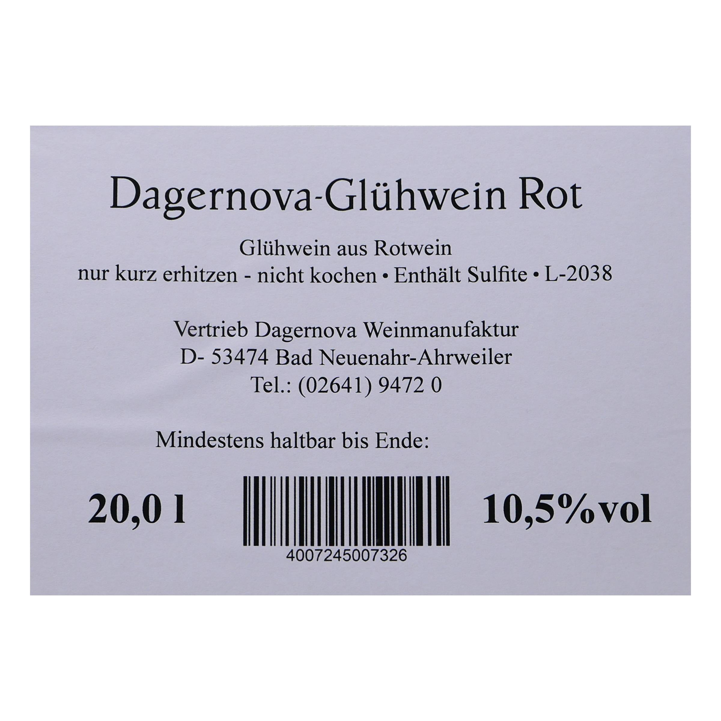 Dagernova Roter Winzer-Glühwein 20L - Erlesener Glühwein für die Festzeit Dagernova Roter Winzer-Glühwein 20L - Erlesener Glühwein für die Festzeit