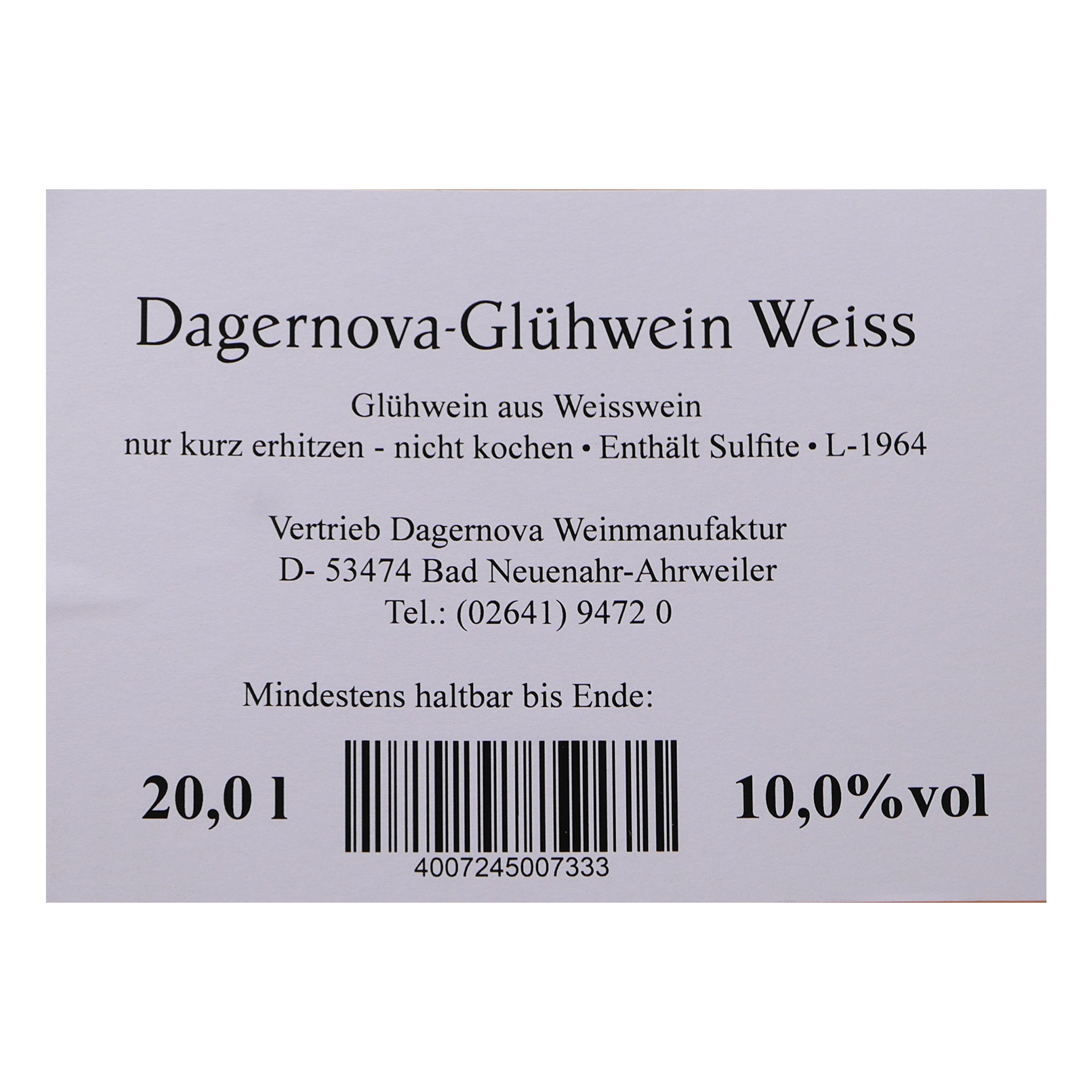 Dagernova Weißer Winzer-Glühwein 20L