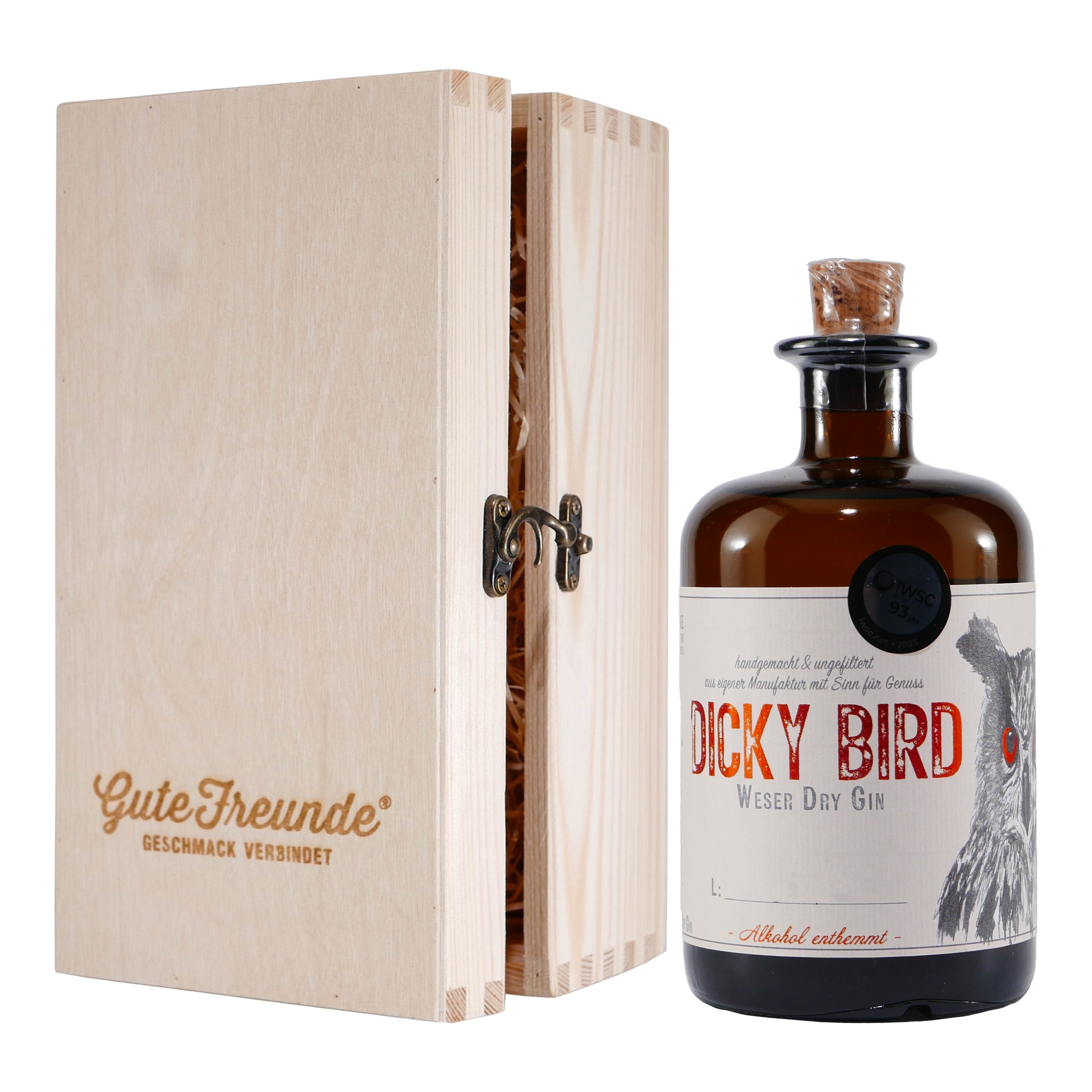Dicky Bird Weser-Dry-Gin mit Geschenk-Holzkiste