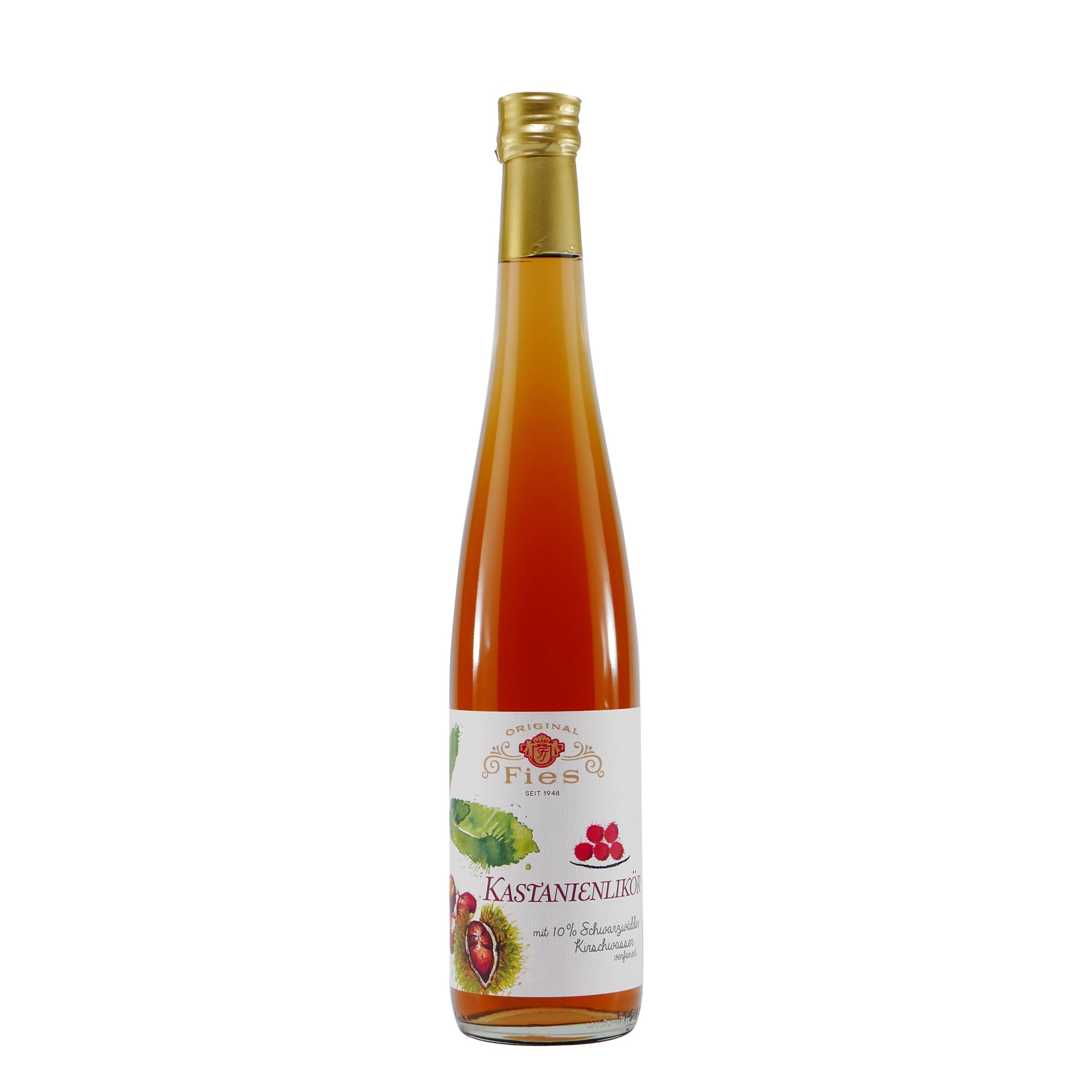 Fies Kastanien-Likör mit Geschenk-Holzkiste