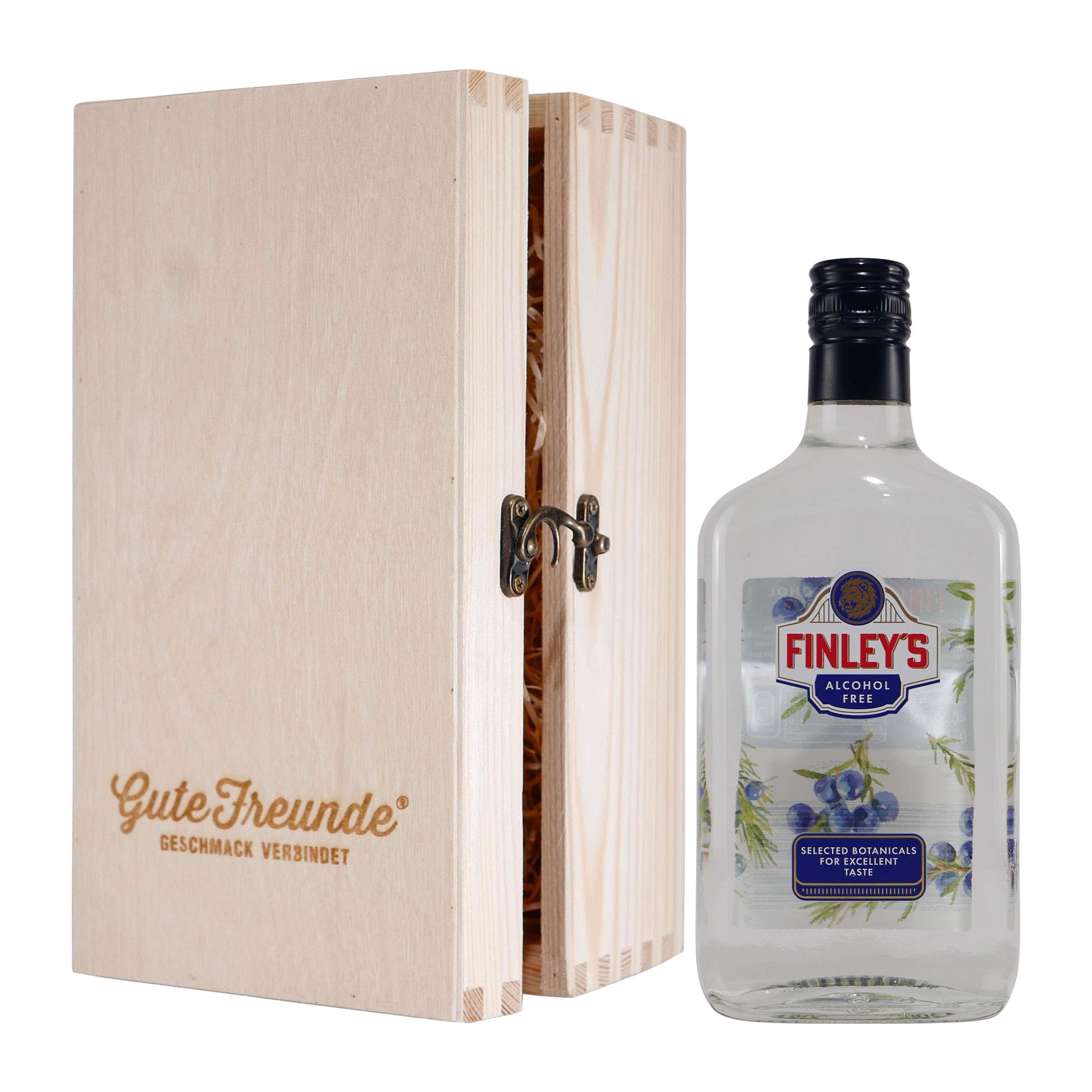 Finley's Gin Style -alkoholfrei- mit Geschenk-Holzkiste