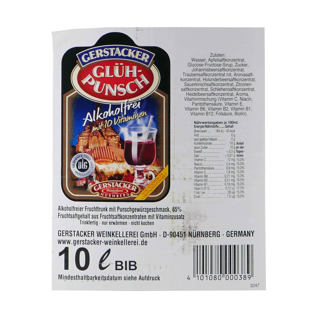 Gerstacker Glüh-Punsch -alkoholfrei- 10L BIB
