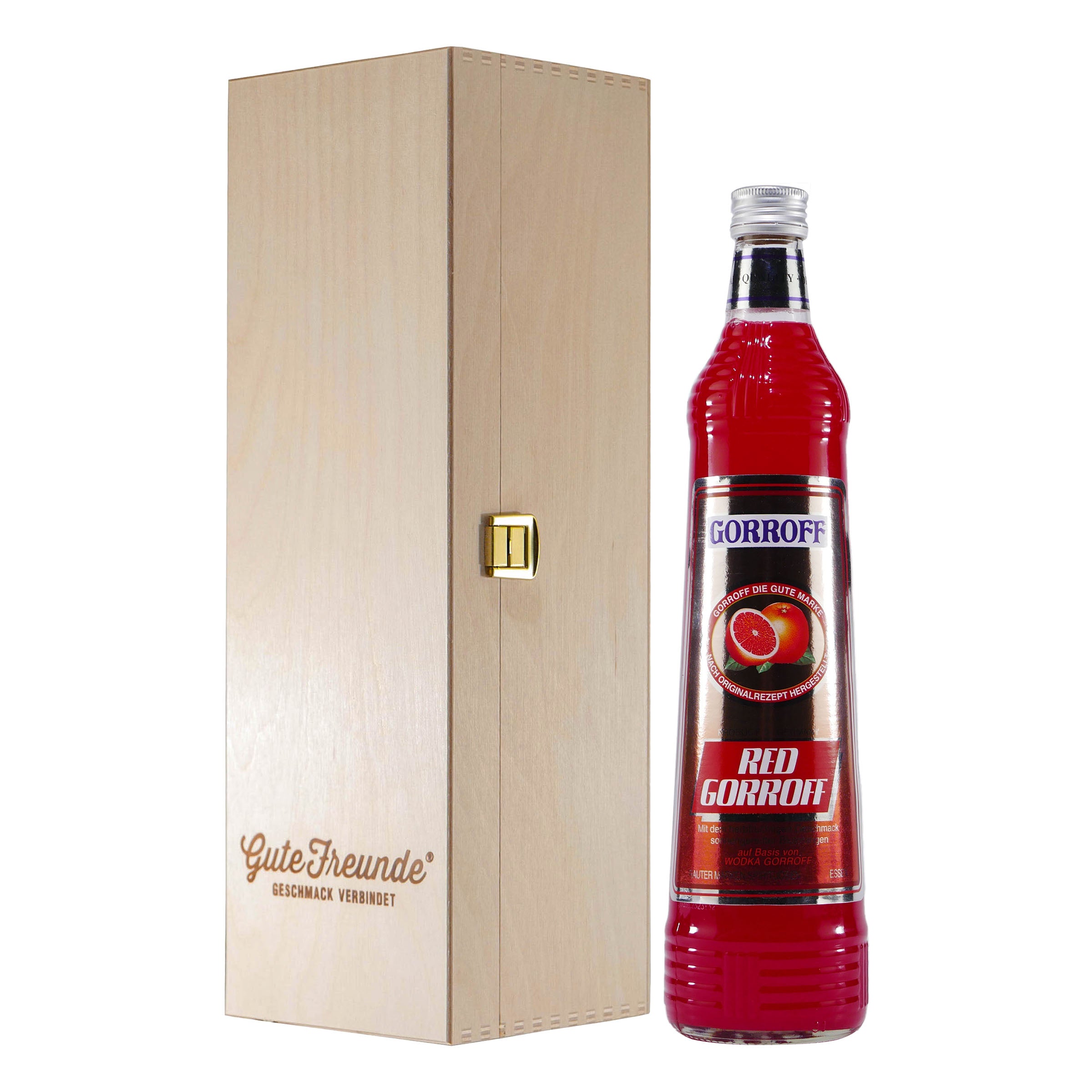Gorroff Red Likör und Wodka mit Geschenk-Holzkiste