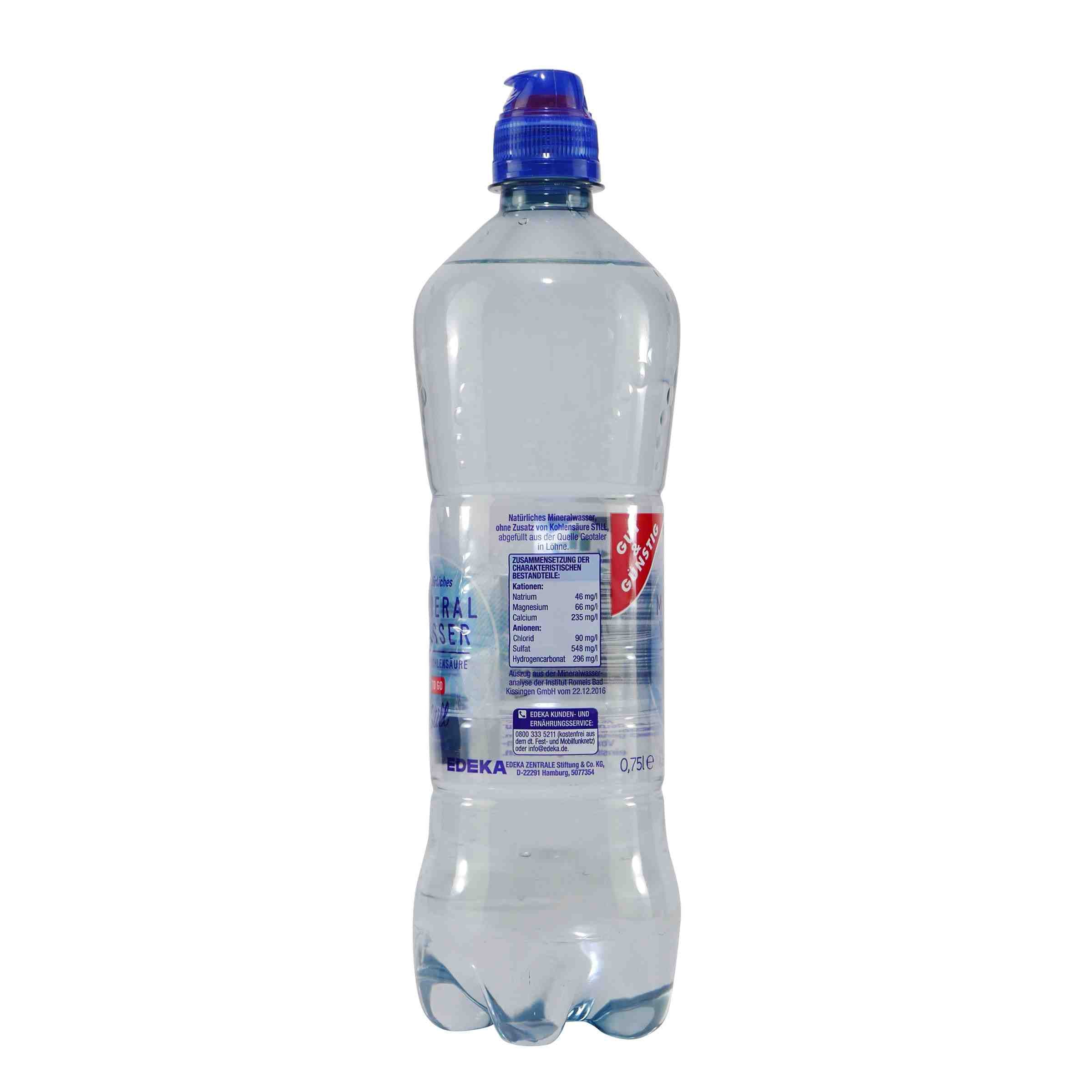 Gut & Günstig Mineralwasser "To Go" -Still- (6 x 0,75L)