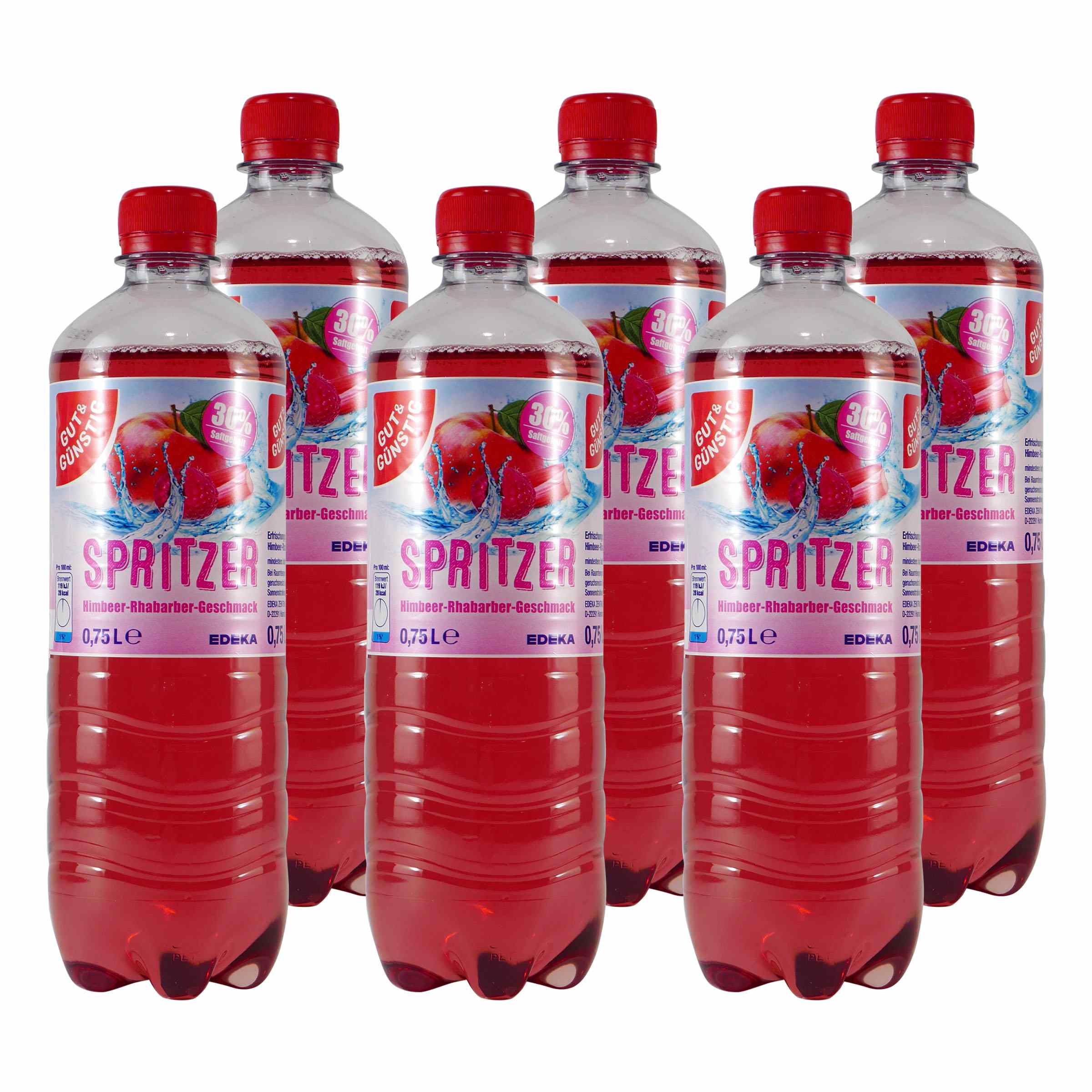 Gut & Günstig Spritzer Himbeer-Rhabarber (6 x 0,75L) EINWEG