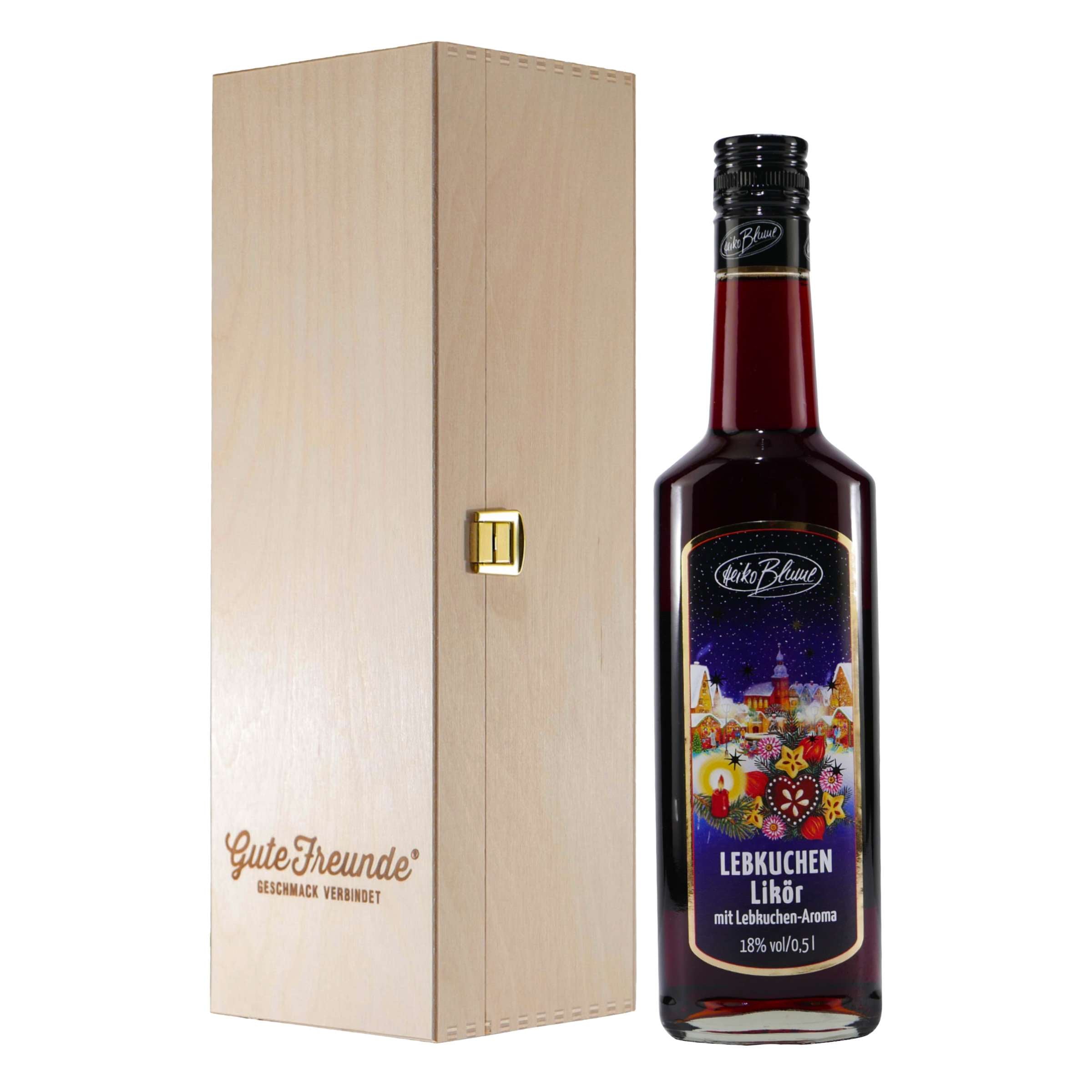 Blume Lebkuchen Likör mit Geschenk-Holzkiste