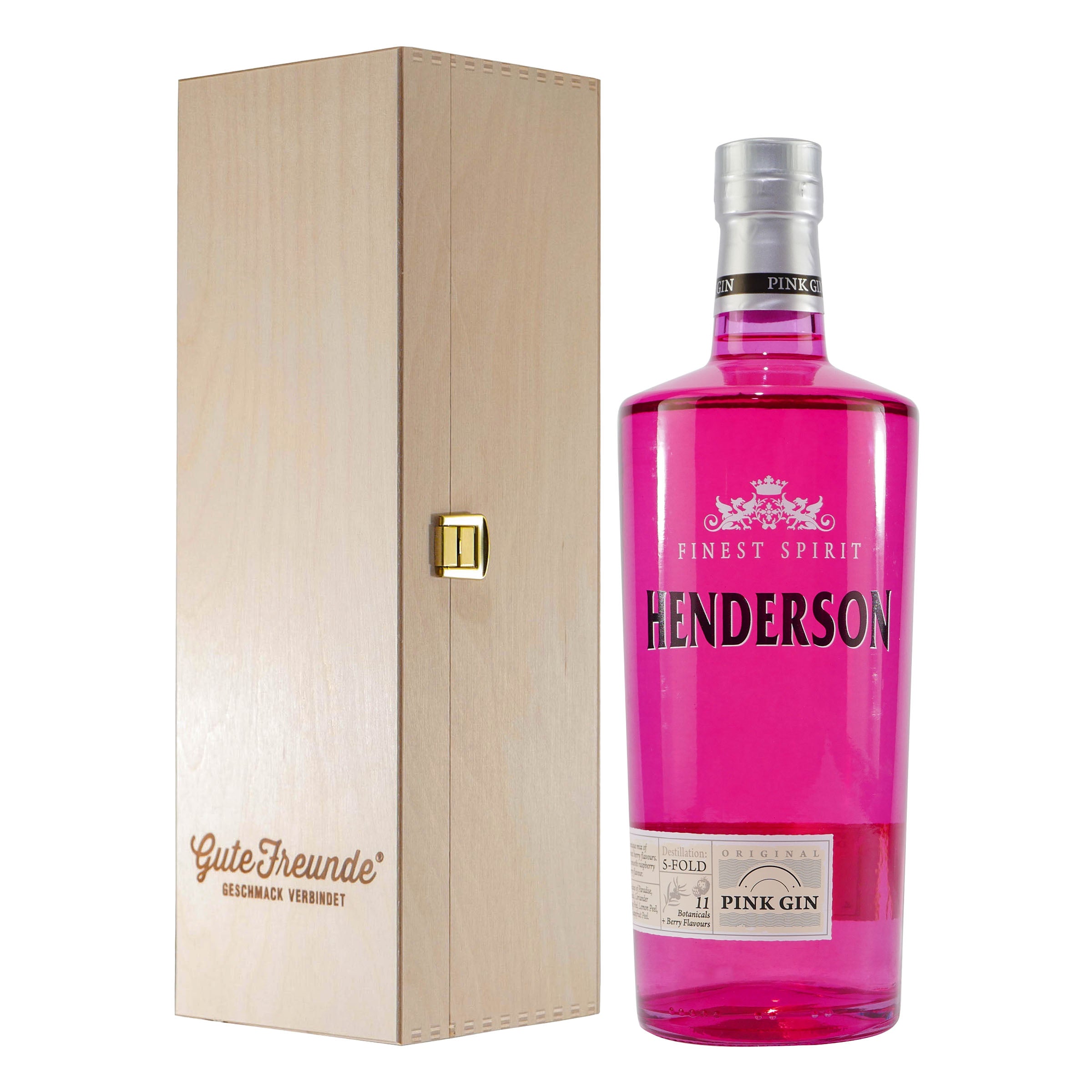 Henderson Pink Gin mit Geschenk-Holzkiste