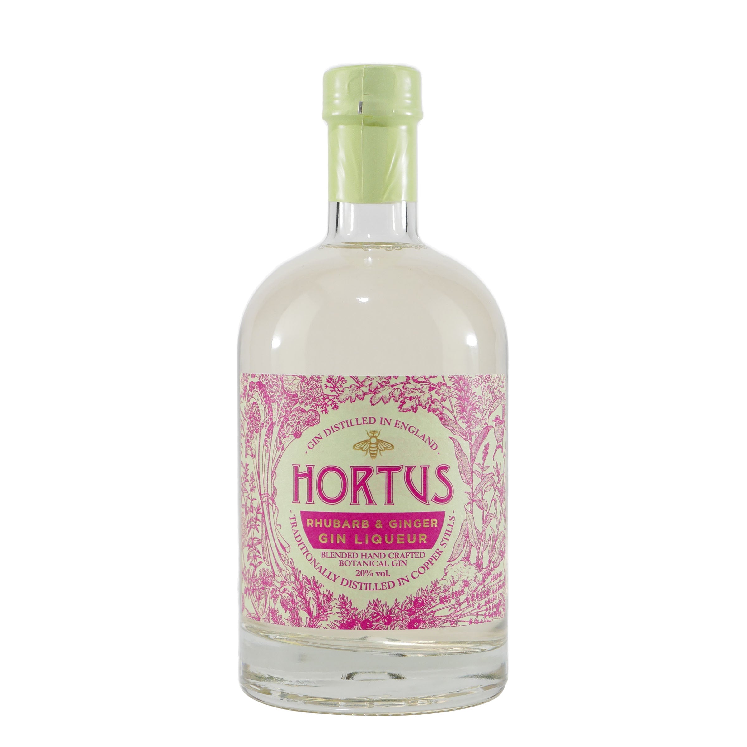 Hortus Rhubarb & Ginger Gin Liqueur mit Geschenk-Holzkiste