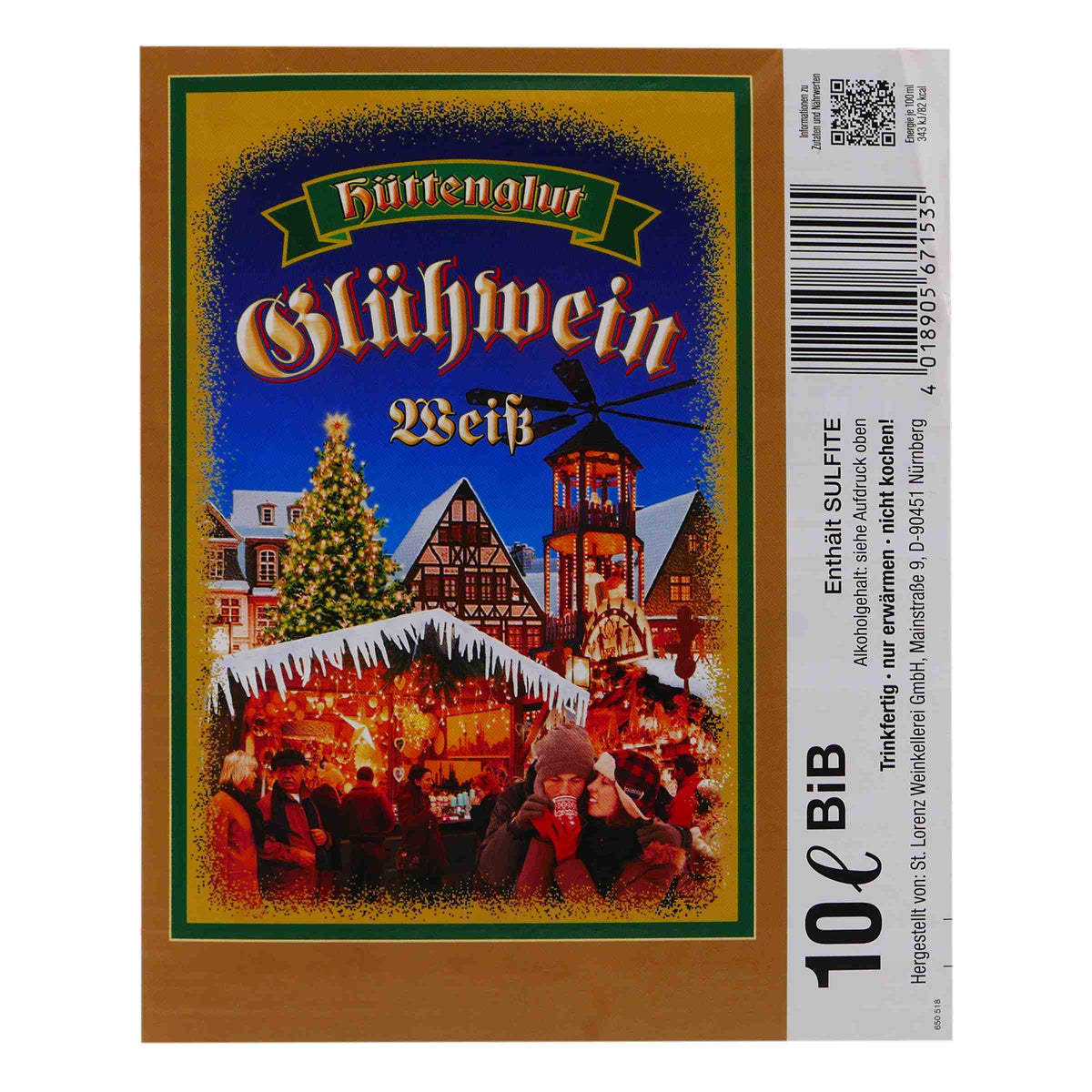 Hüttenglut Glühwein Weiß 10L BIB