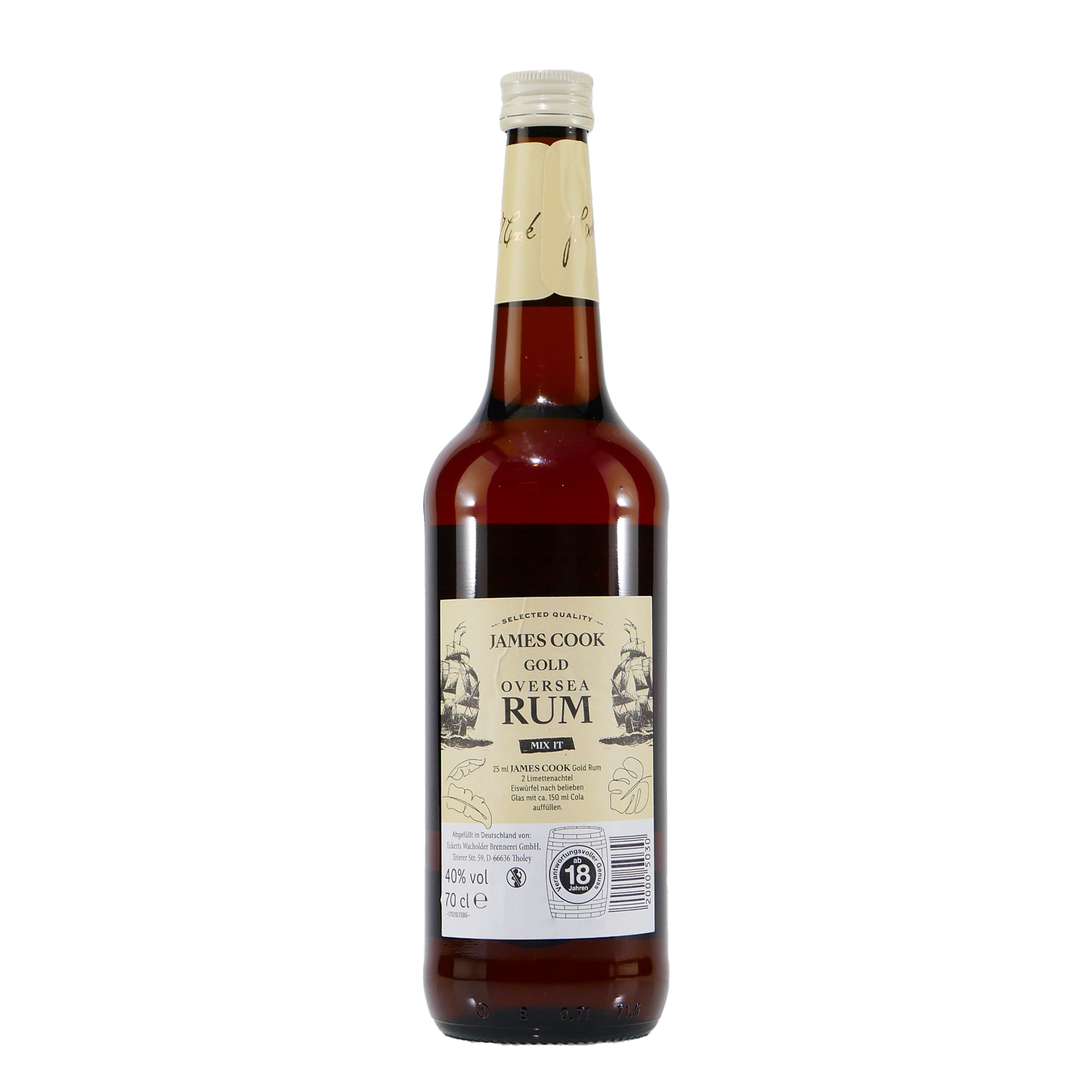 Getränke Rum mit Oversea | Rum sanftem Gute-Freunde & Gold Exquisiter Spirituosen - Geschmack James Cook Online Shop