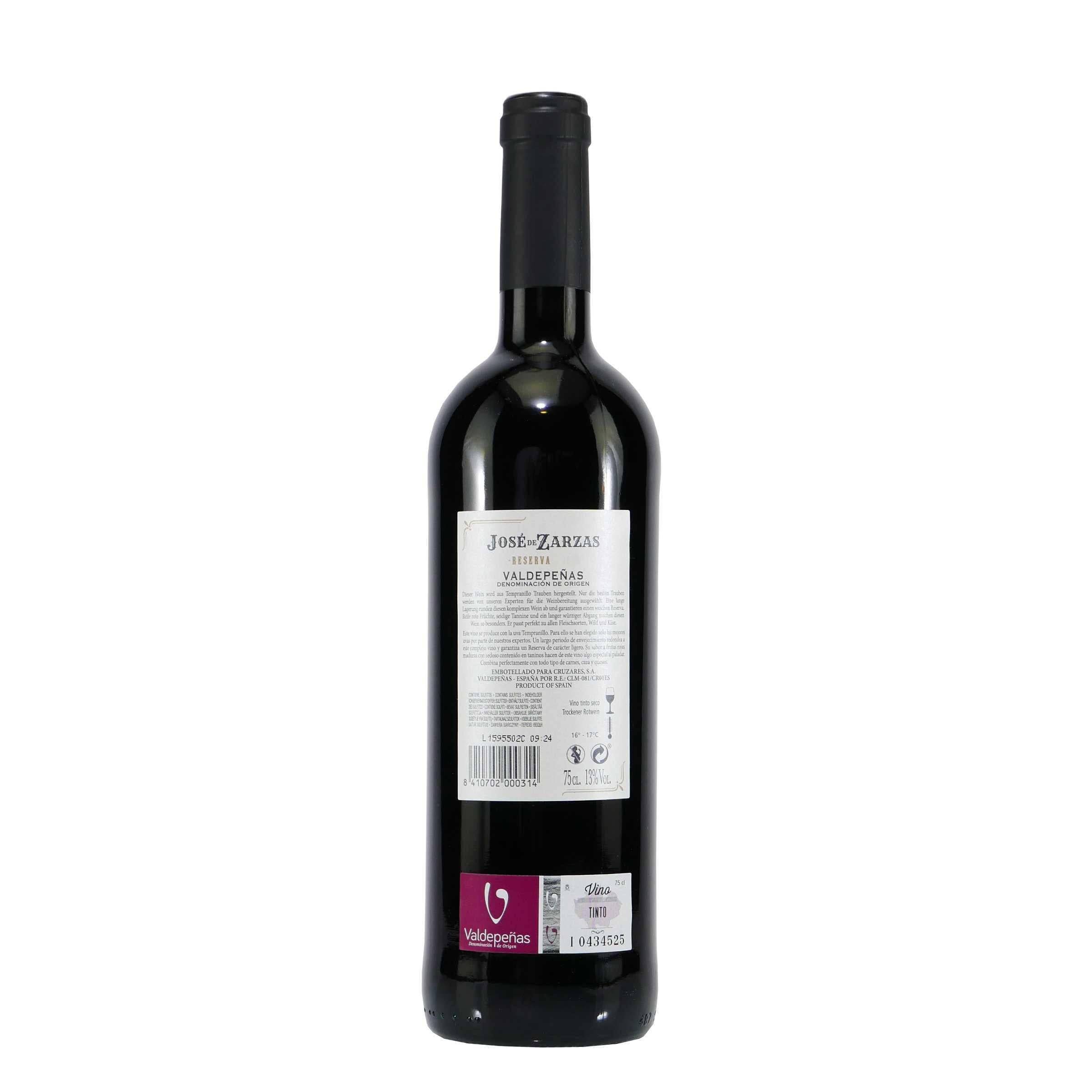 Jose de Zarzas Valdepeñas Reserva -trocken- (6 x 0,75L)