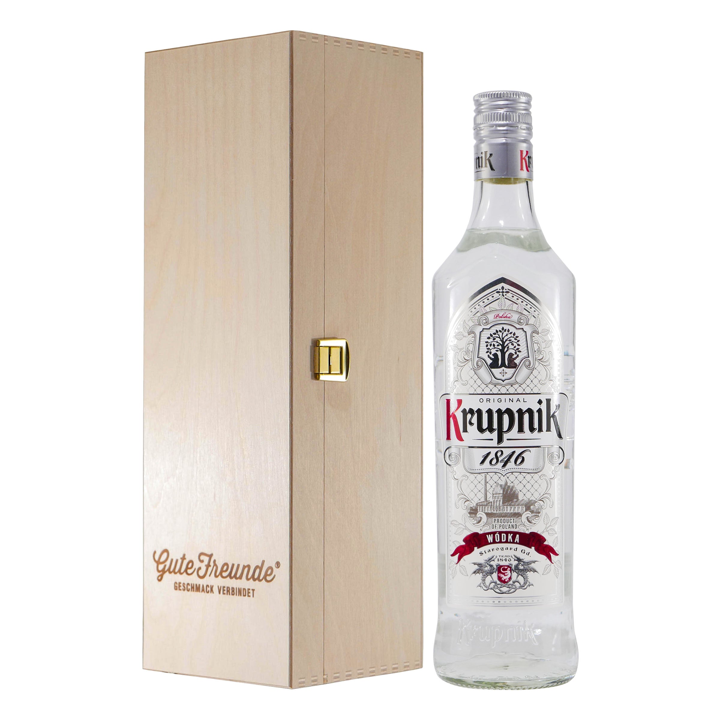 Krupnik 1846 Wodka mit Geschenk-Holzkiste