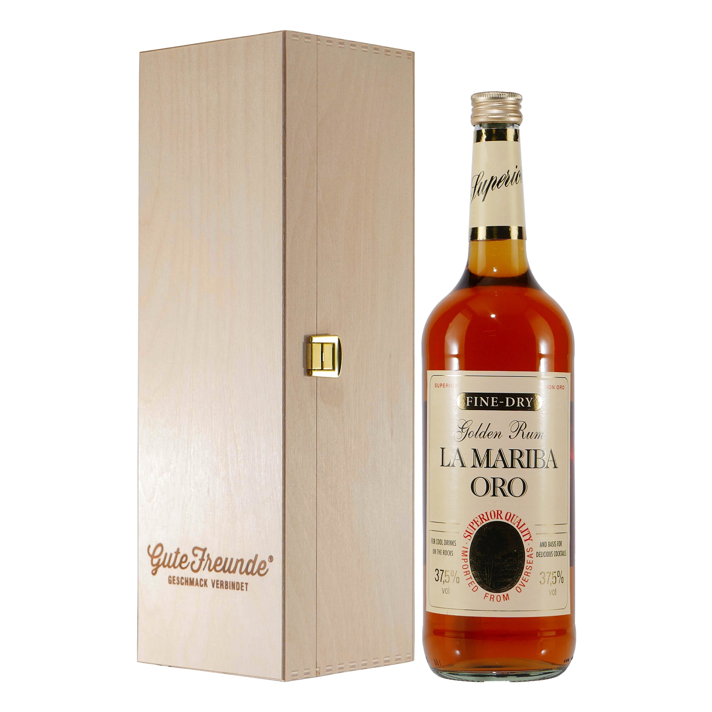 La Mariba Oro Golden Rum mit Geschenk-Holzkiste