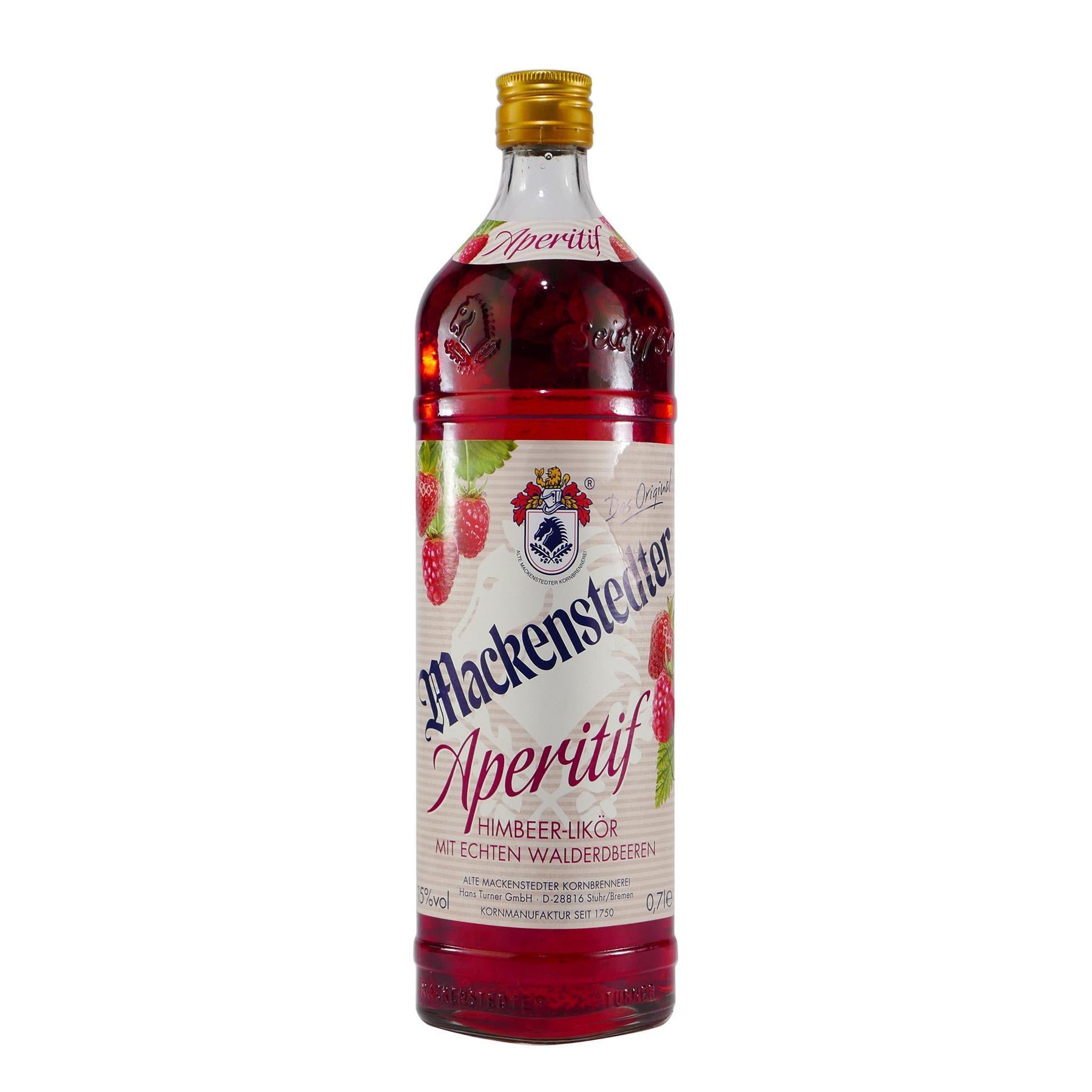 Mackenstedter Aperitif Himbeer-Likör mit Geschenk-Holzkiste