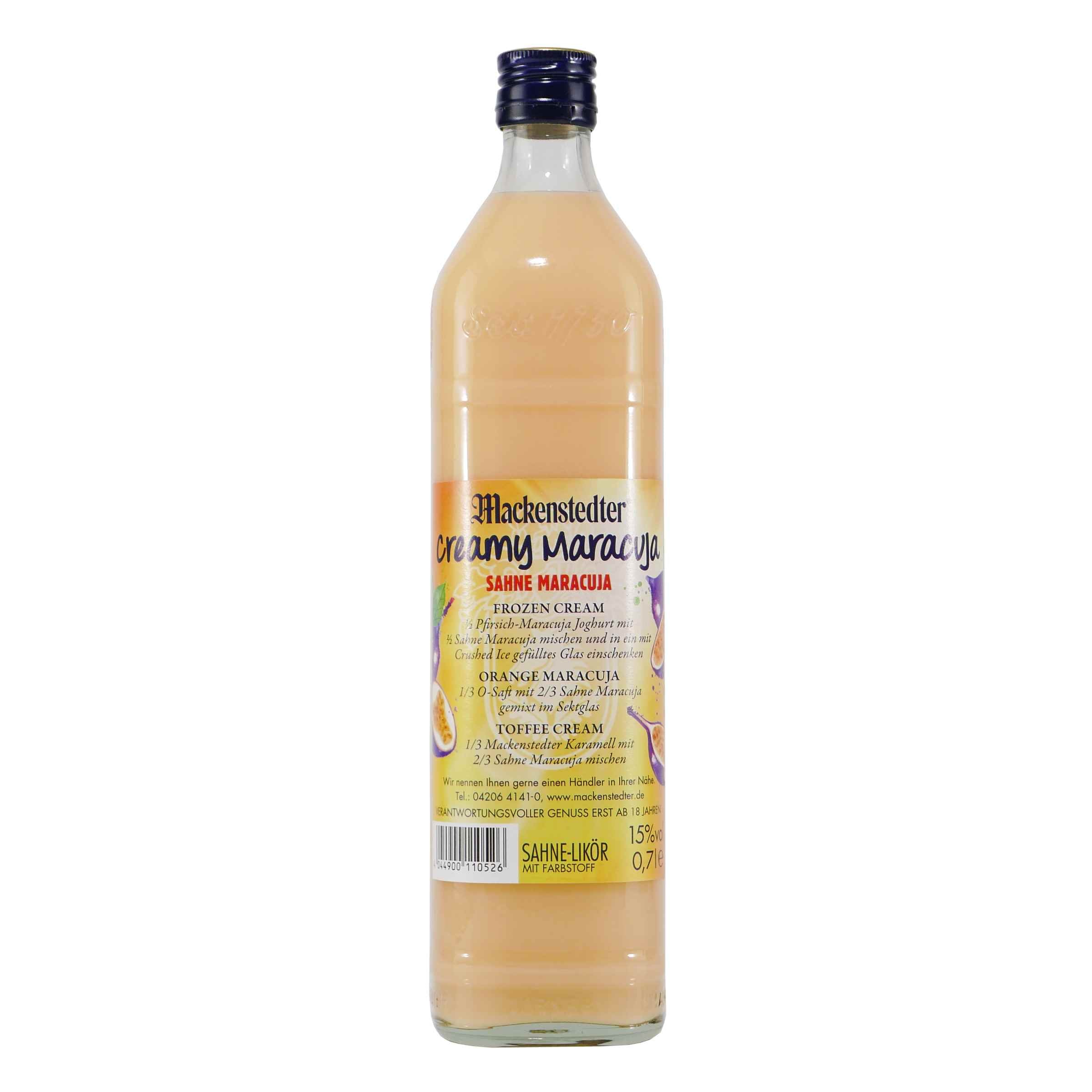 Mackenstedter Creamy Maracuja Likör mit 6x Shotgläser