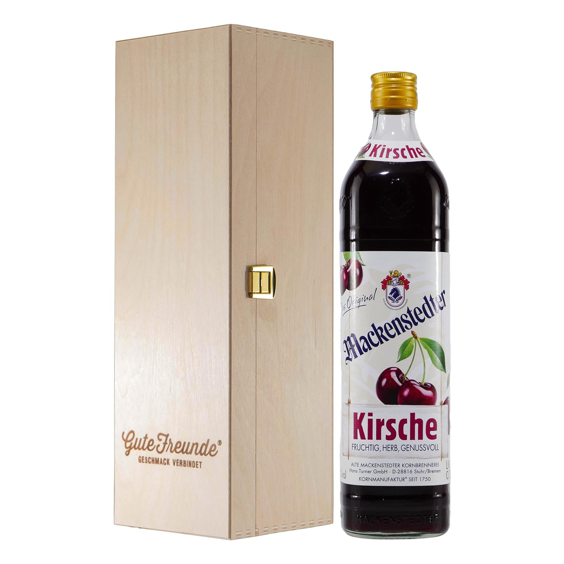 Mackenstedter Kirschlikör mit Geschenk-Holzkiste