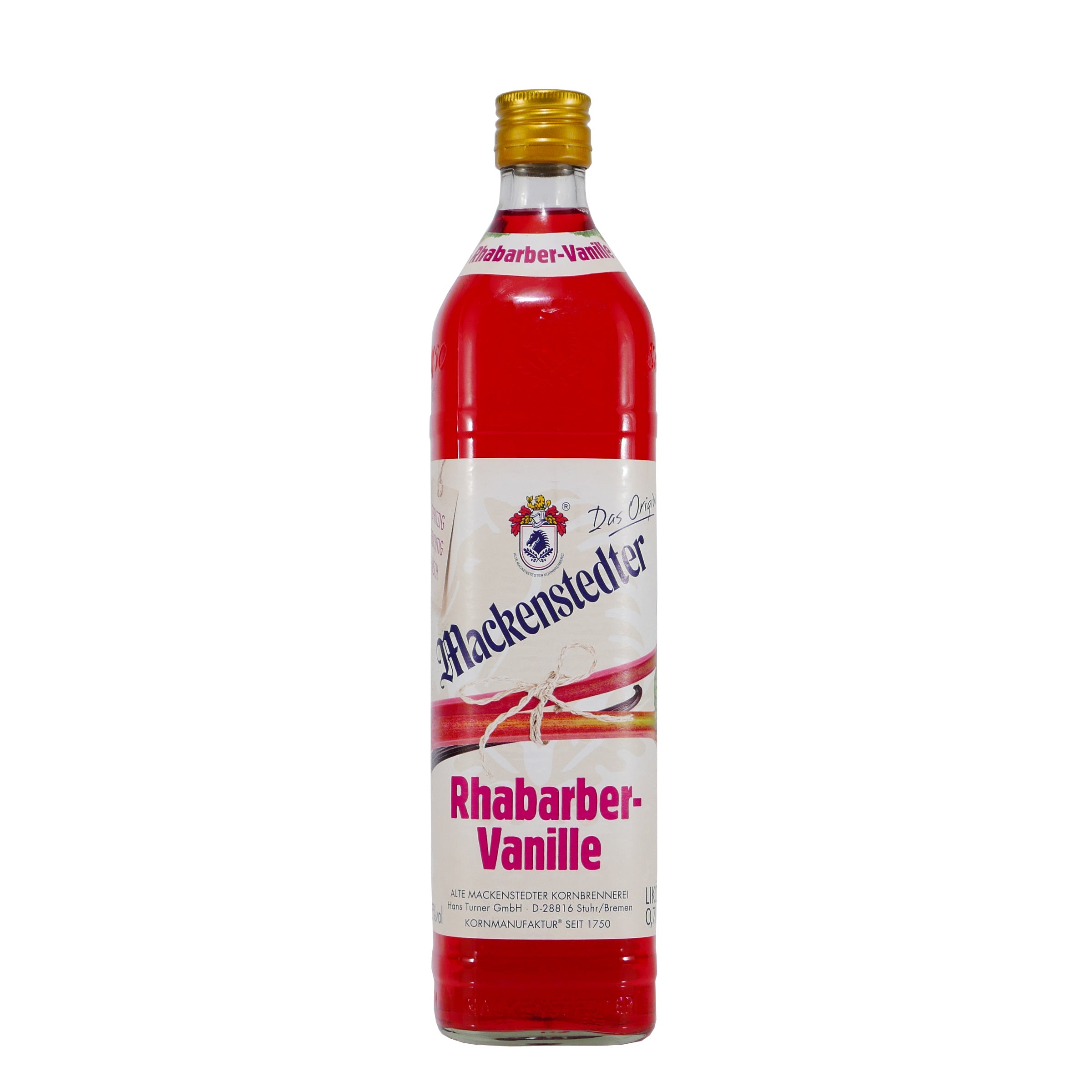 Mackenstedter Rhabarber-Vanille Likör mit 6x Shotgläser