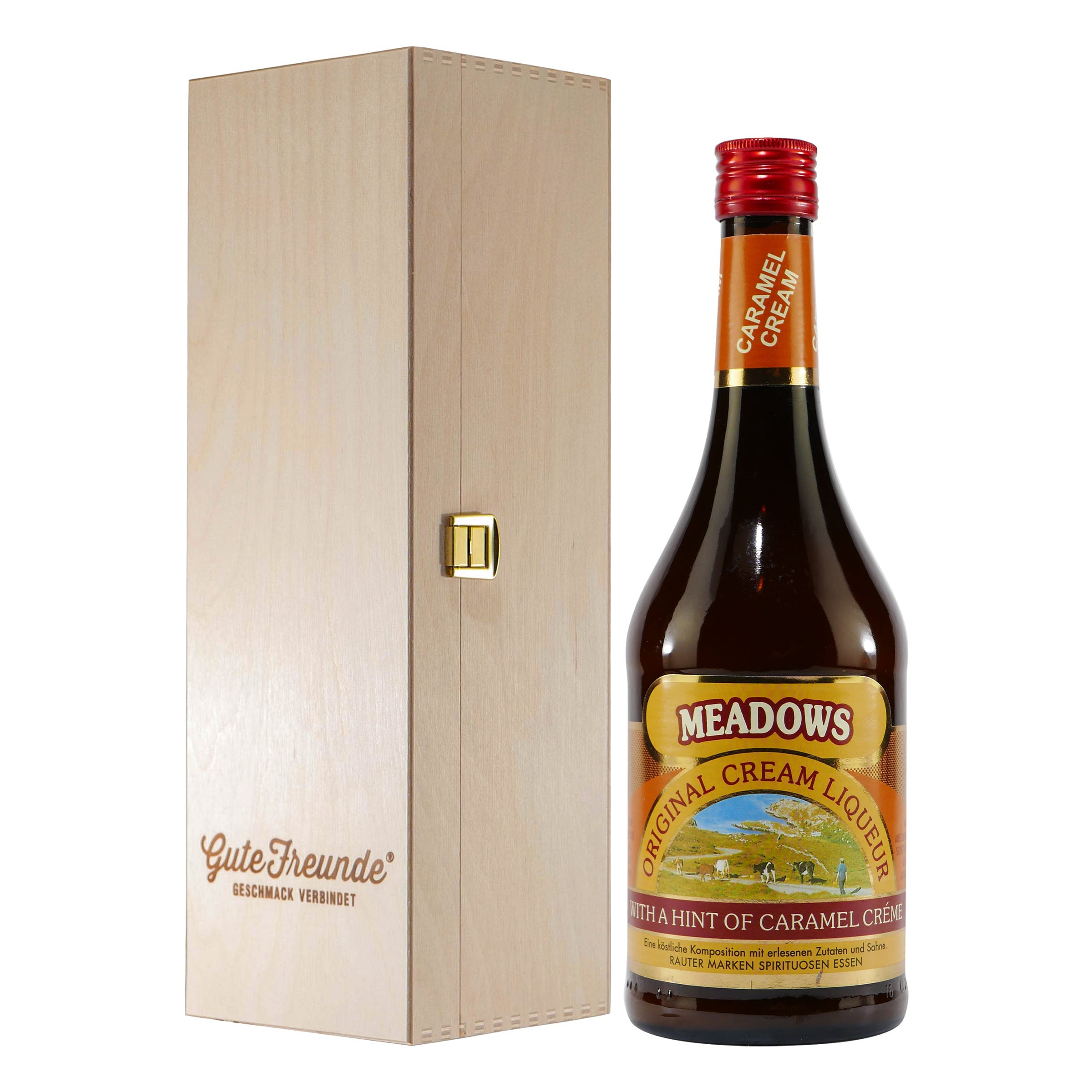 Meadows Cream Liqueur Caramel mit Geschenk-Holzkiste