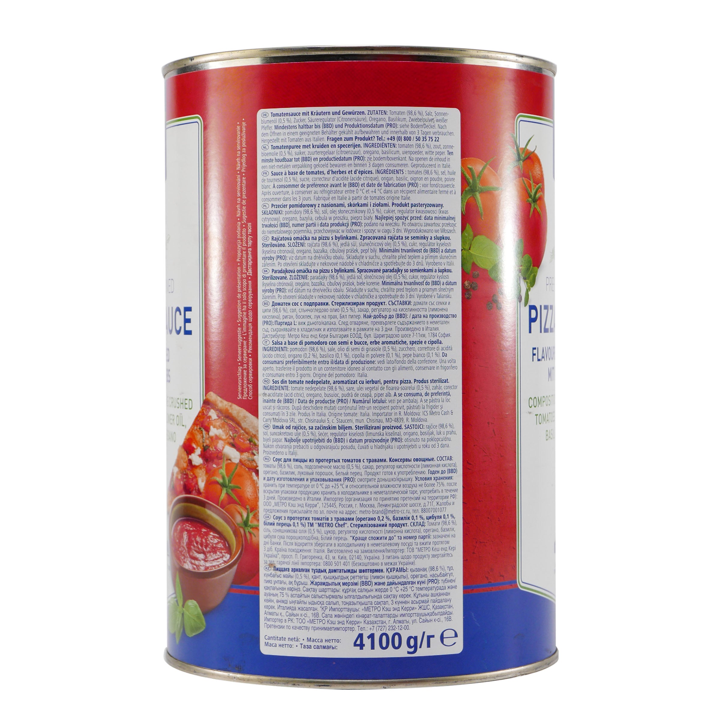 M.C. Pizza Sauce mit Kräutern 4,1KG