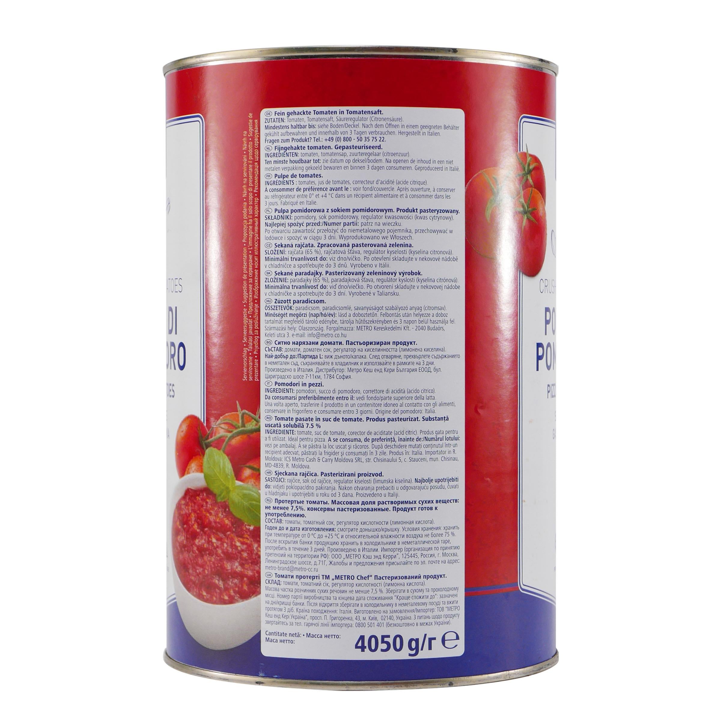 M.C. Pizza Tomaten -fein gehackt- 4,05KG