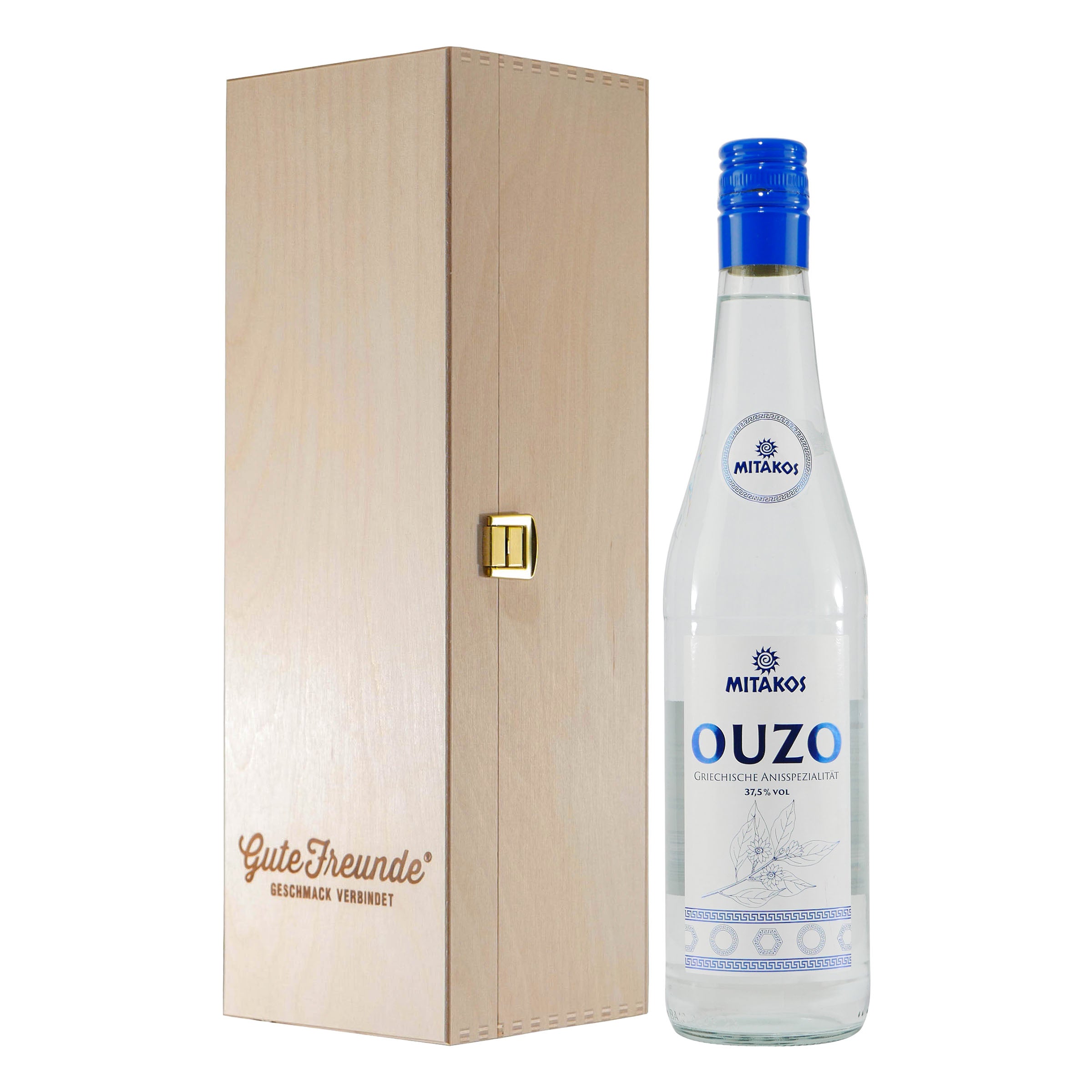 Mitakos Ouzo mit Geschenk-Holzkiste