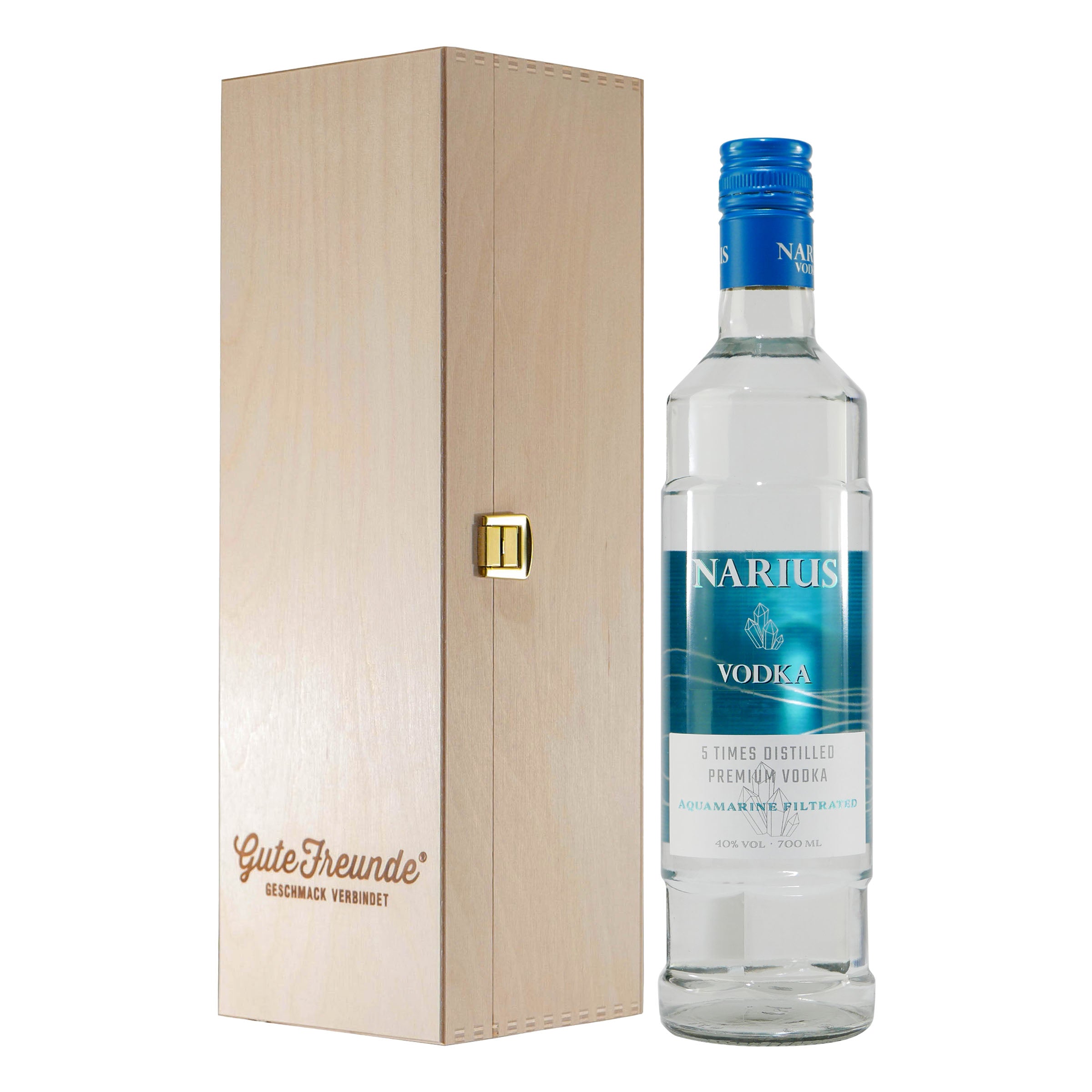 Narius Vodka mit Geschenk-Holzkiste