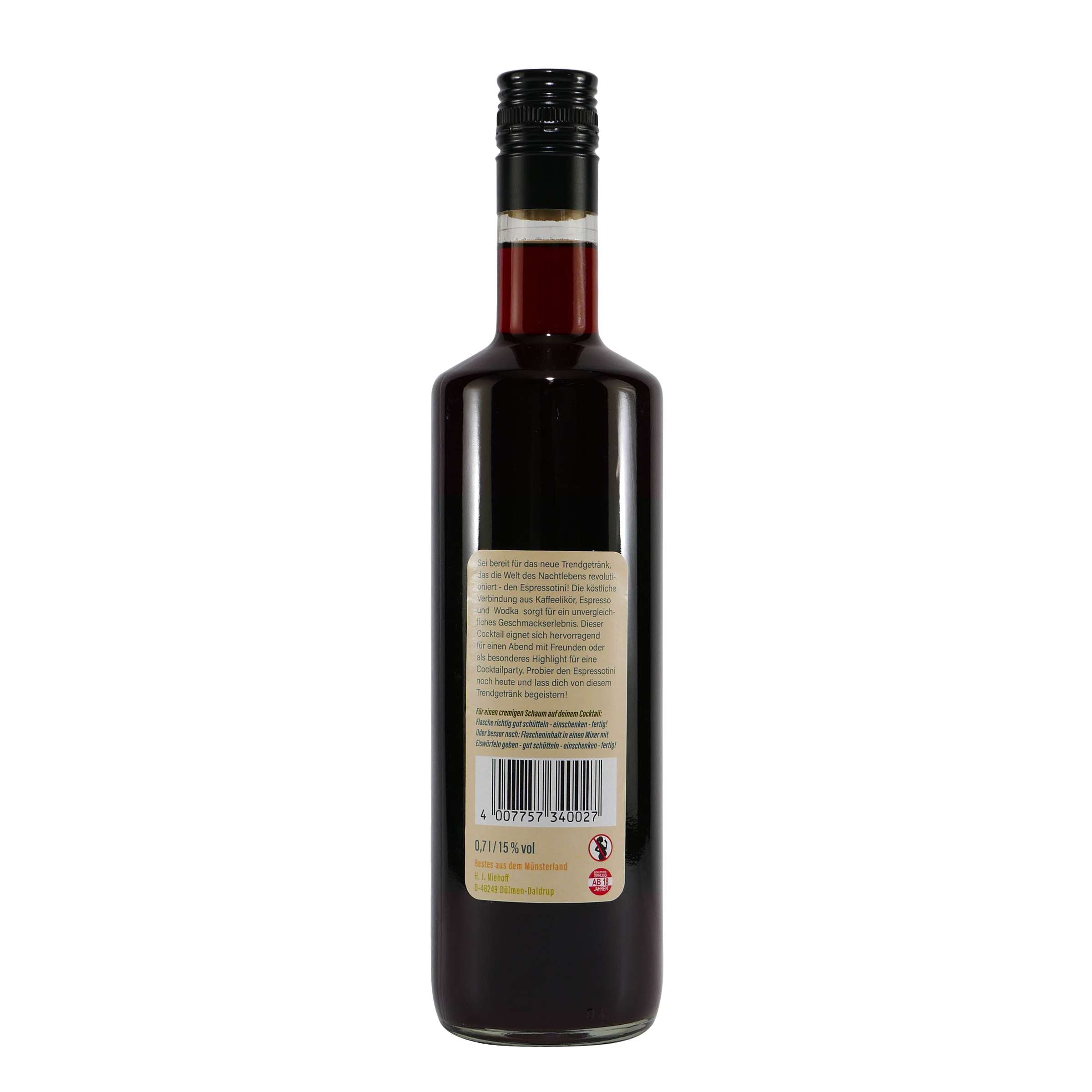 Niehoff Espressotini Cocktail mit Geschenk-Holzkiste
