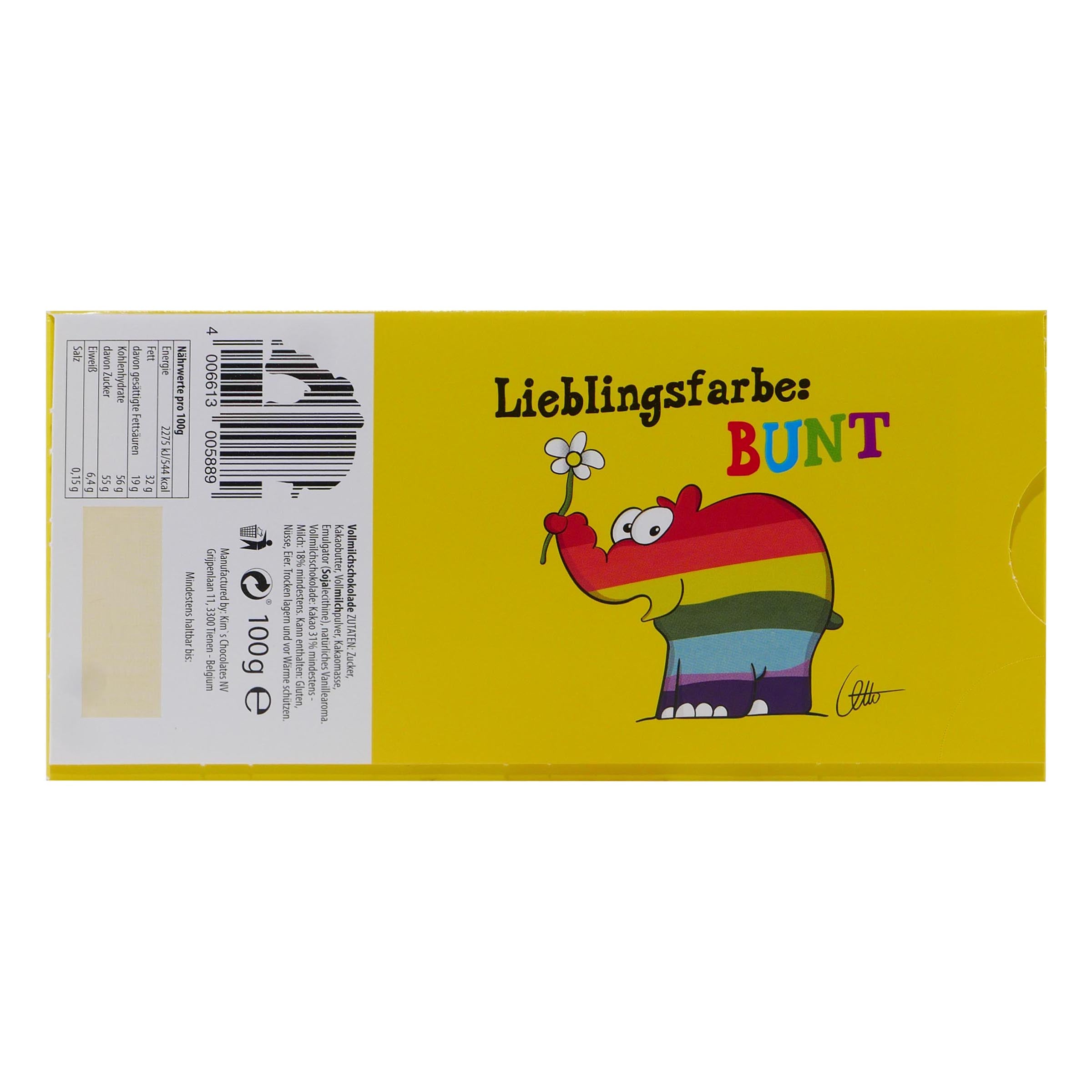 Ottifanten Schokolade "Lieblingsfarbe: Bunt" 100g