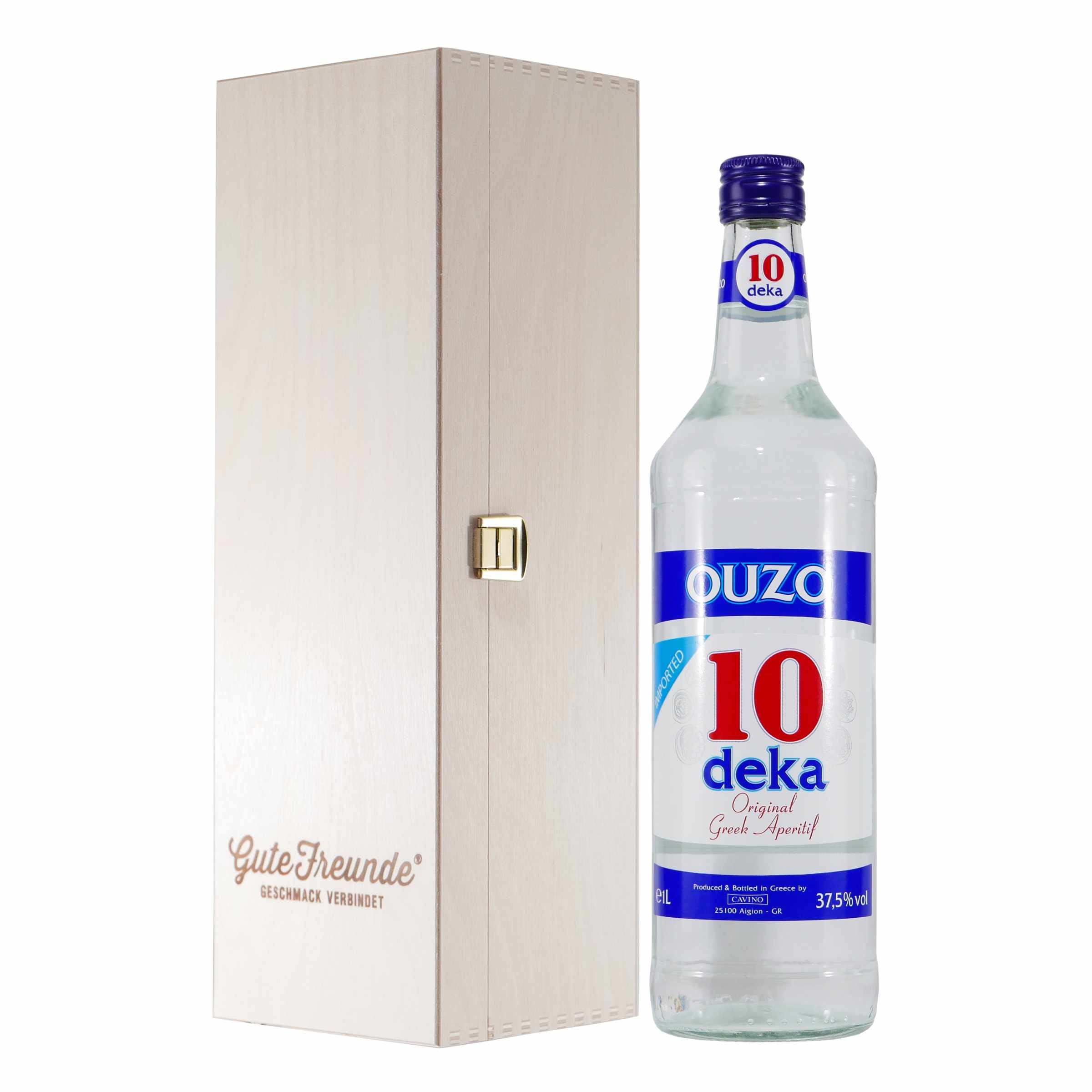 Ouzo Deka 10 mit Geschenk-Holzkiste