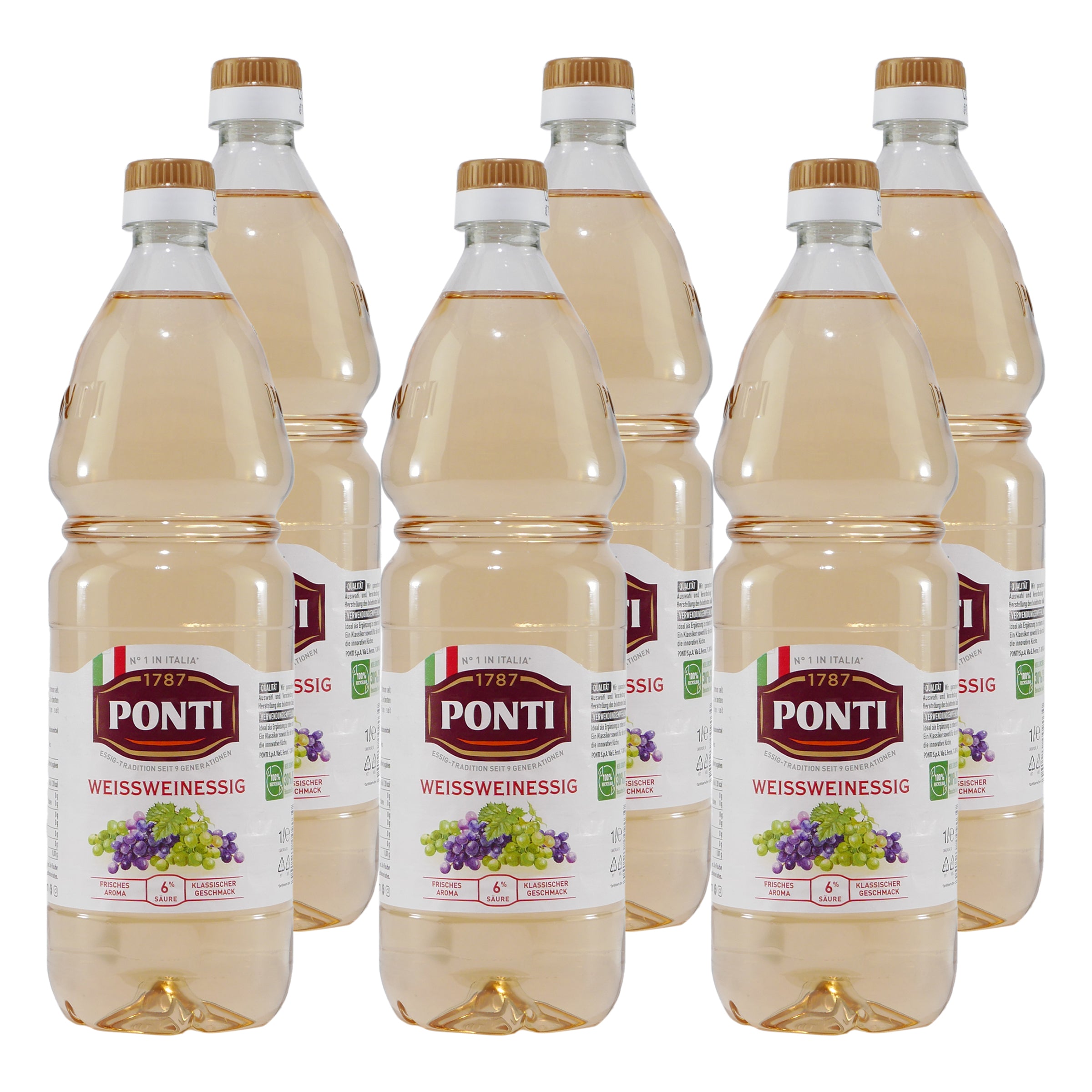 Ponti Weißwein-Essig 6% Säure (12 x 1,0L)