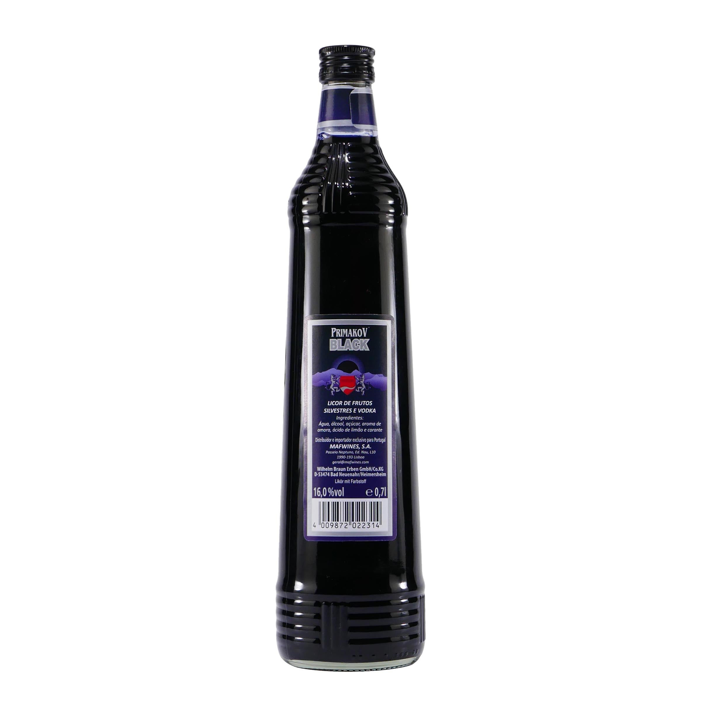 Primakov Black Brombeer-Likör mit Geschenk-Holzkiste