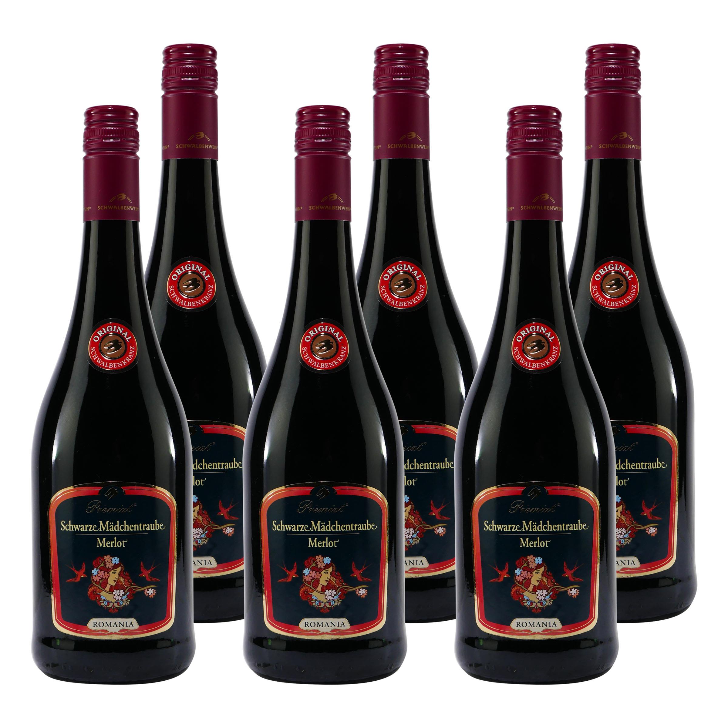 Schwarze Mädchentraube Merlot Rotwein -lieblich- (6 x 0,75L)