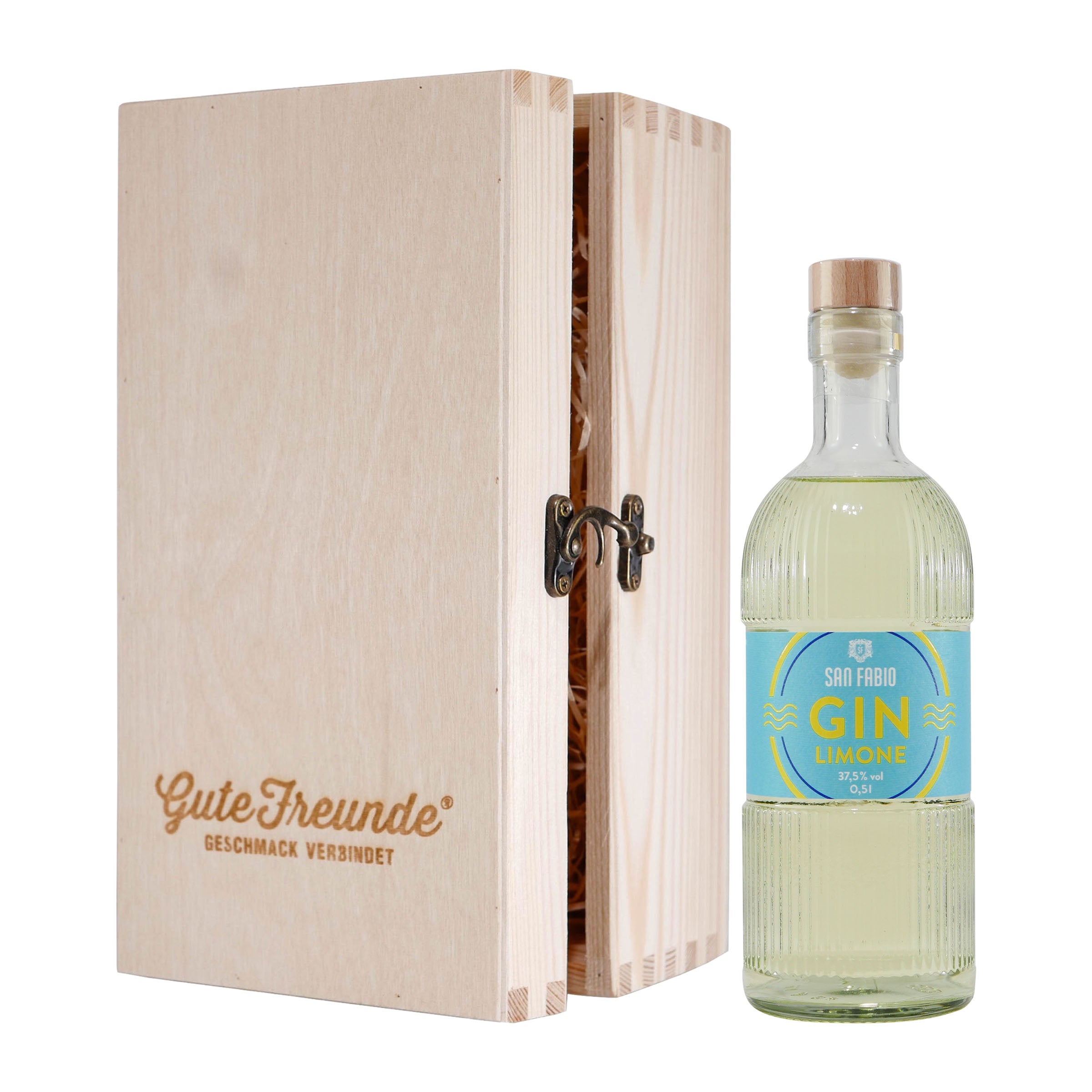 San Fabio Gin Limone mit Geschenk-Holzkiste