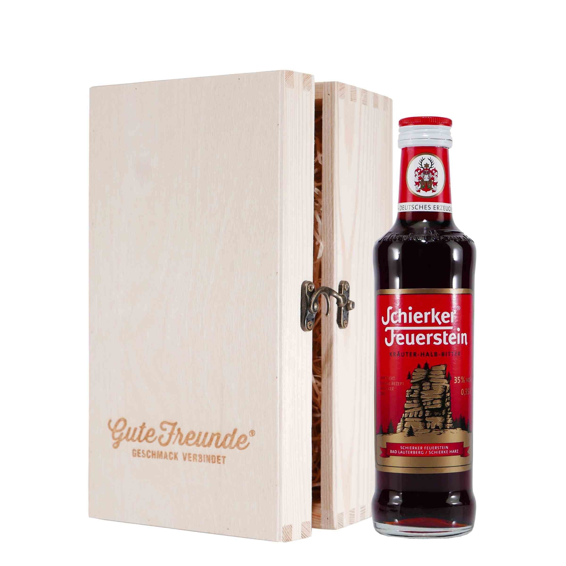 Schierker Feuerstein 0,35L mit Geschenk-Holzkiste