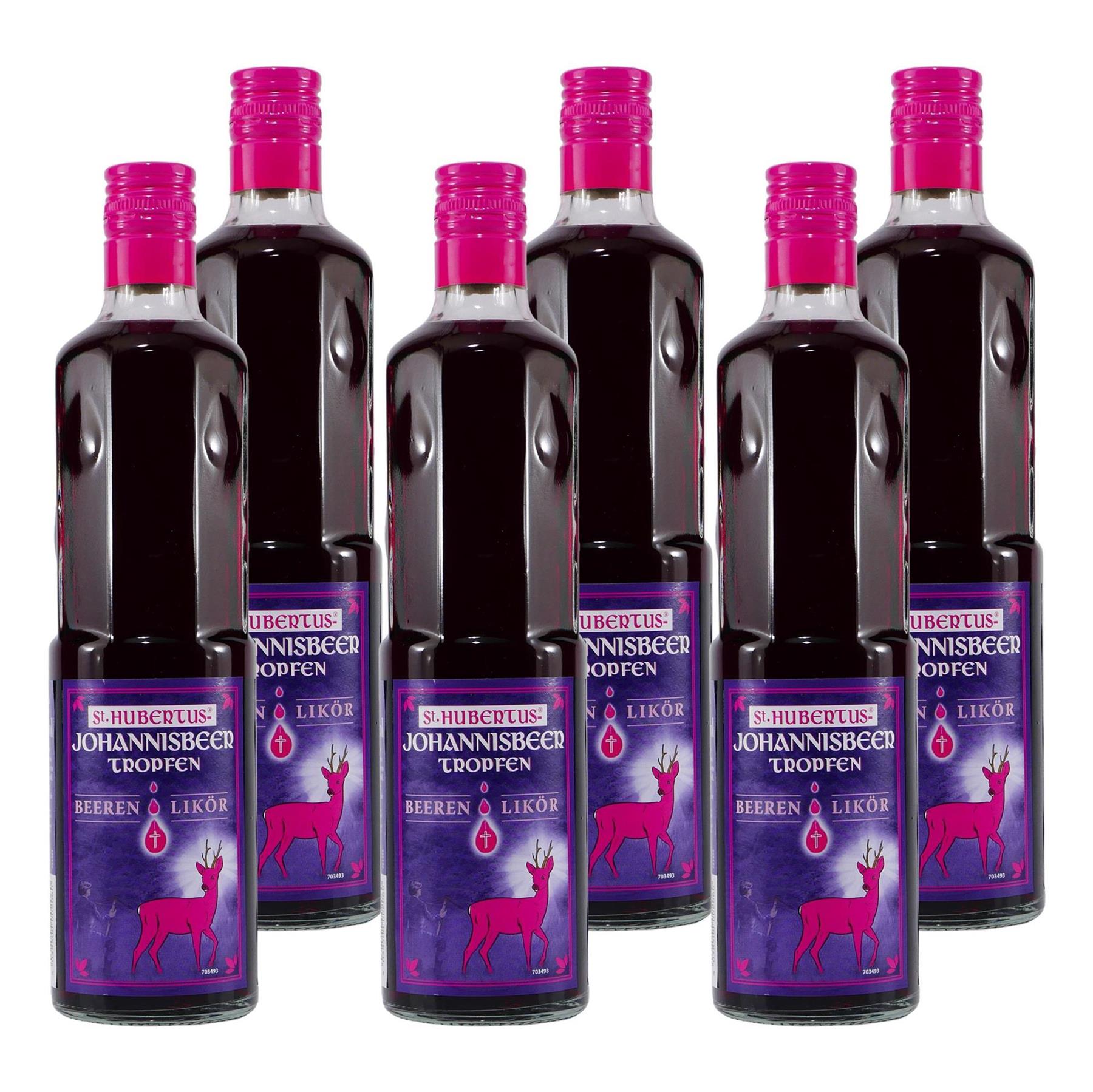 St. Hubertus Johannisbeer-Tropfen Beeren Likör (6 x 0,5L)