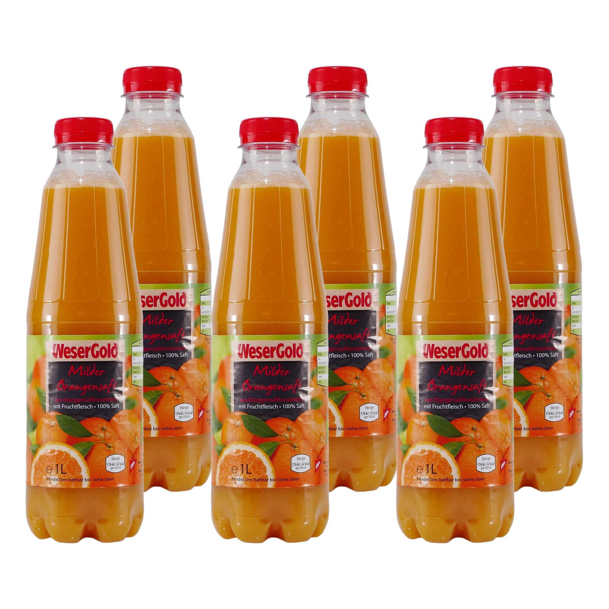 WeserGold Milder Orangensaft (6 x 1,0L)