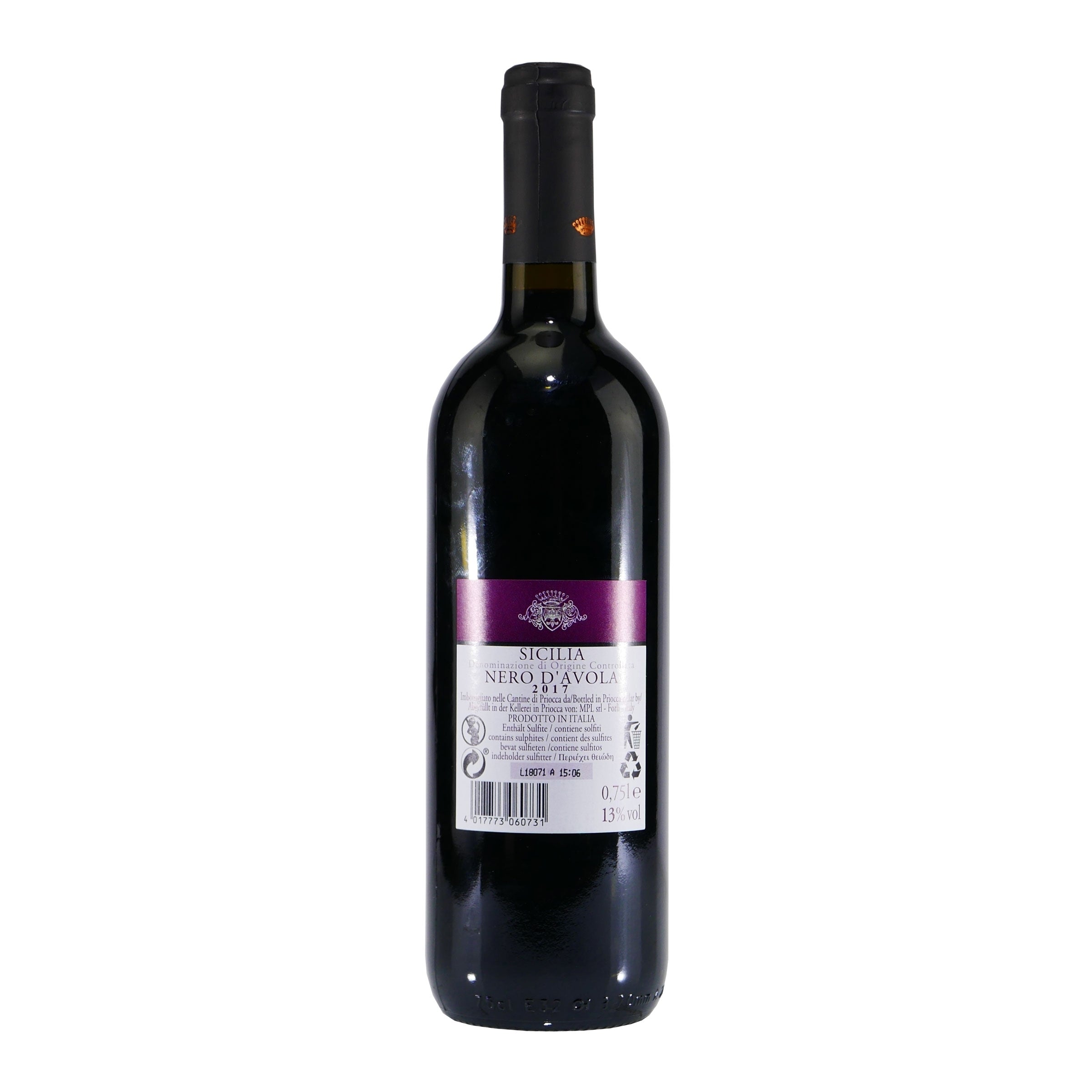 Nero d'Avola DOC Rotwein Sizilien -trocken mit Geschenk-Holzkiste