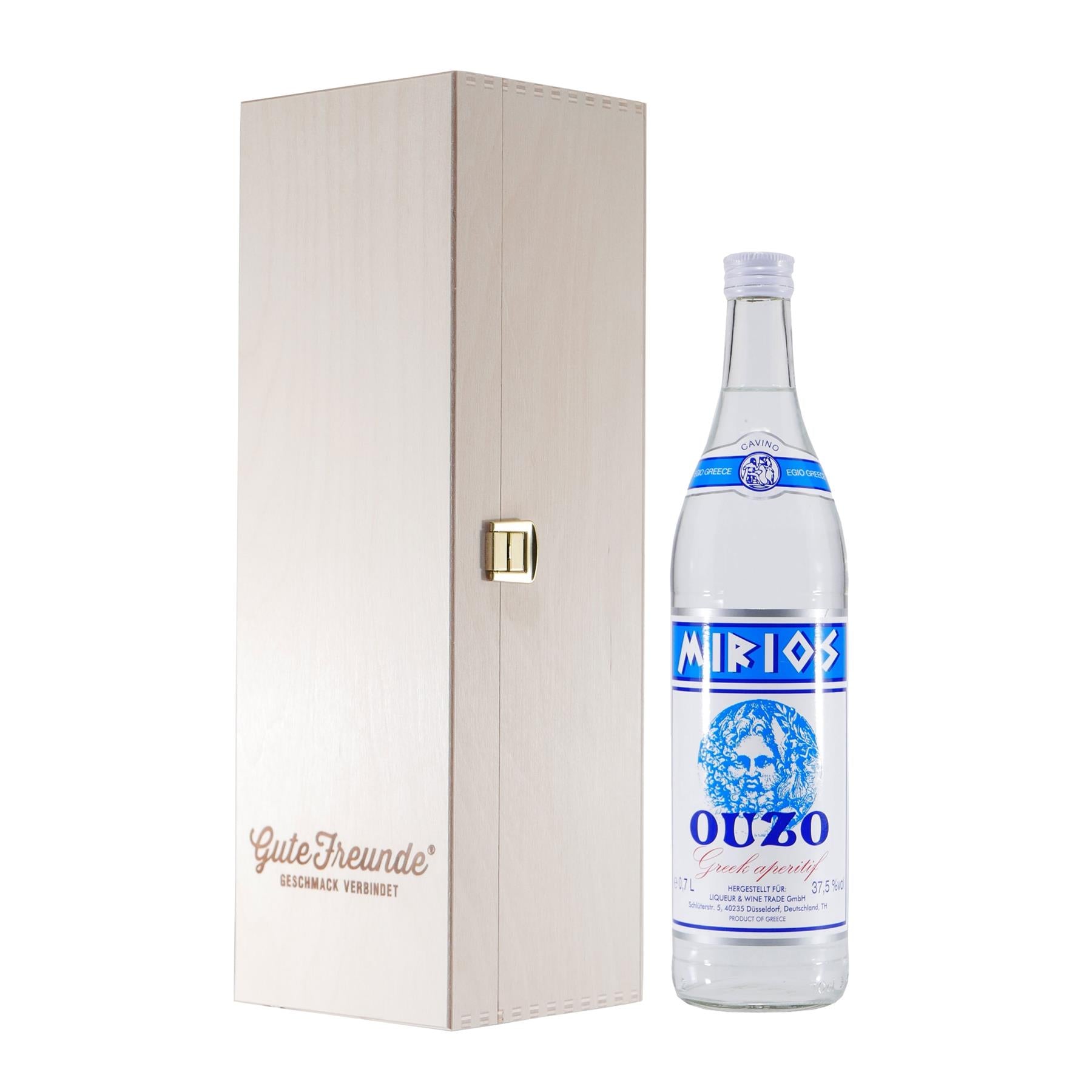 Mirios Ouzo - Greek Aperitif mit Geschenk-Holzkiste